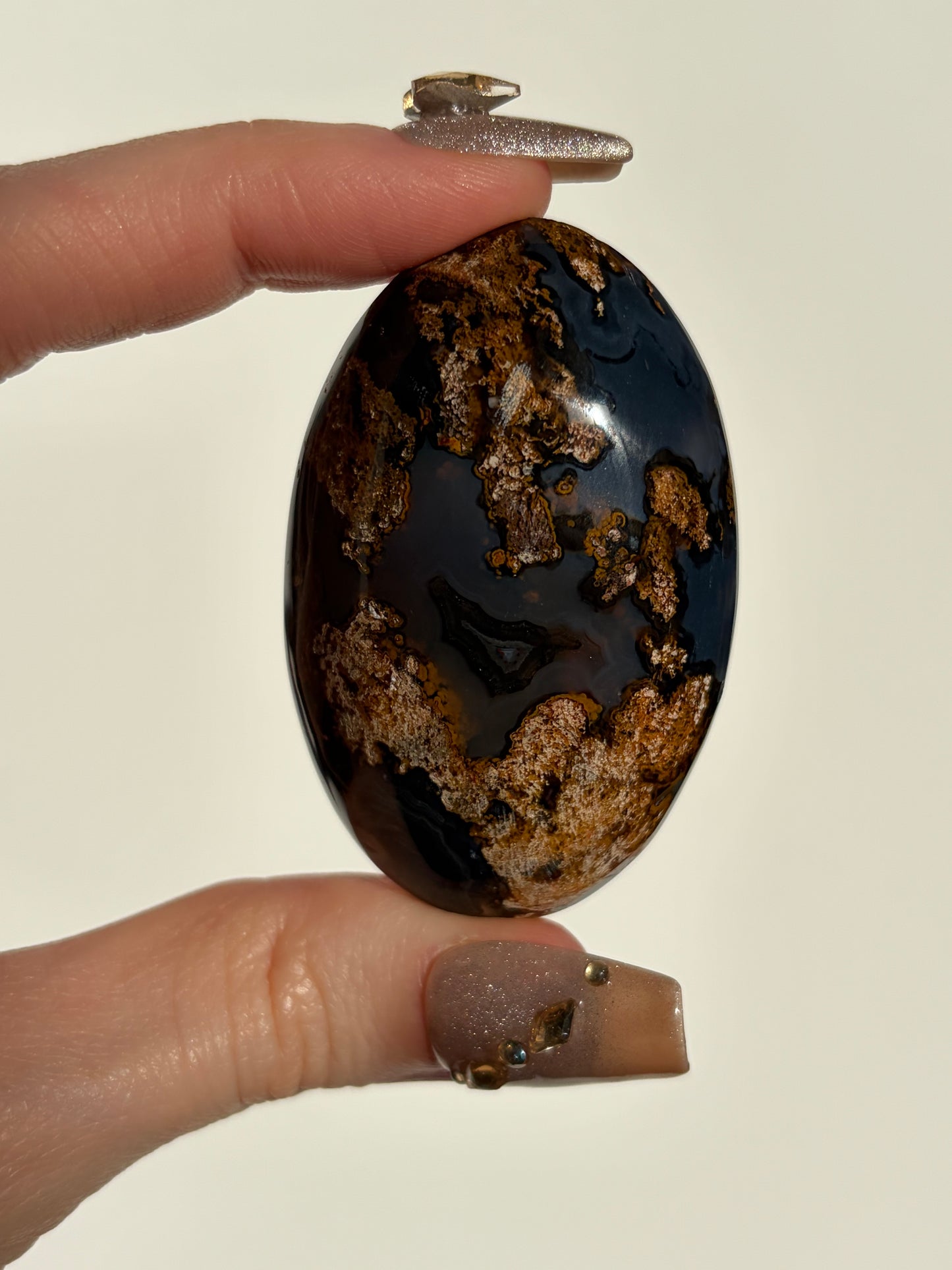 "Reverie" Blue-Purple East Indonesian Agate with Golden Moss Palmstone