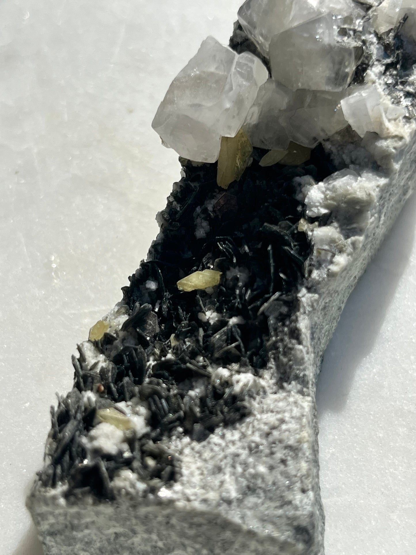 "Hercules" Titanite, Calcite & Silver Mica Specimen on Feldspar Matrix #5