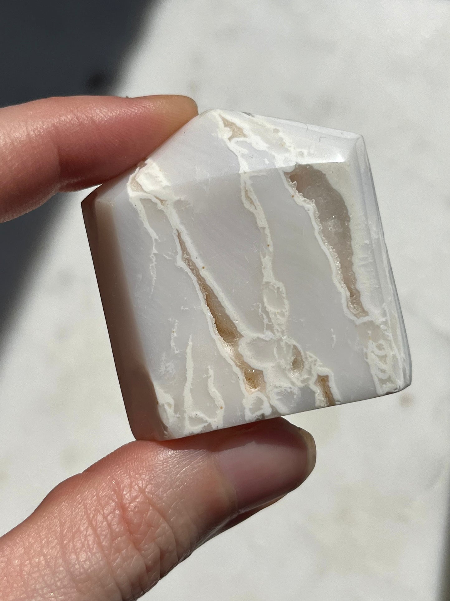 Druzy White Plume Agate Chunky Tower (You Choose)