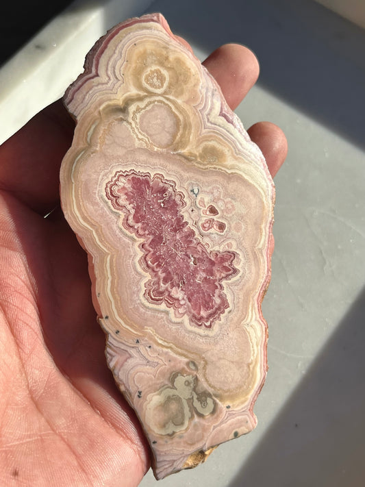 Gemmy Floral Pattern Rhodochrosite Slab #3