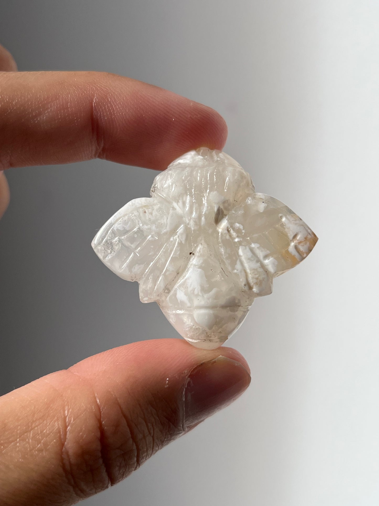 Flower Chalcedony Bee Carving (You Choose)