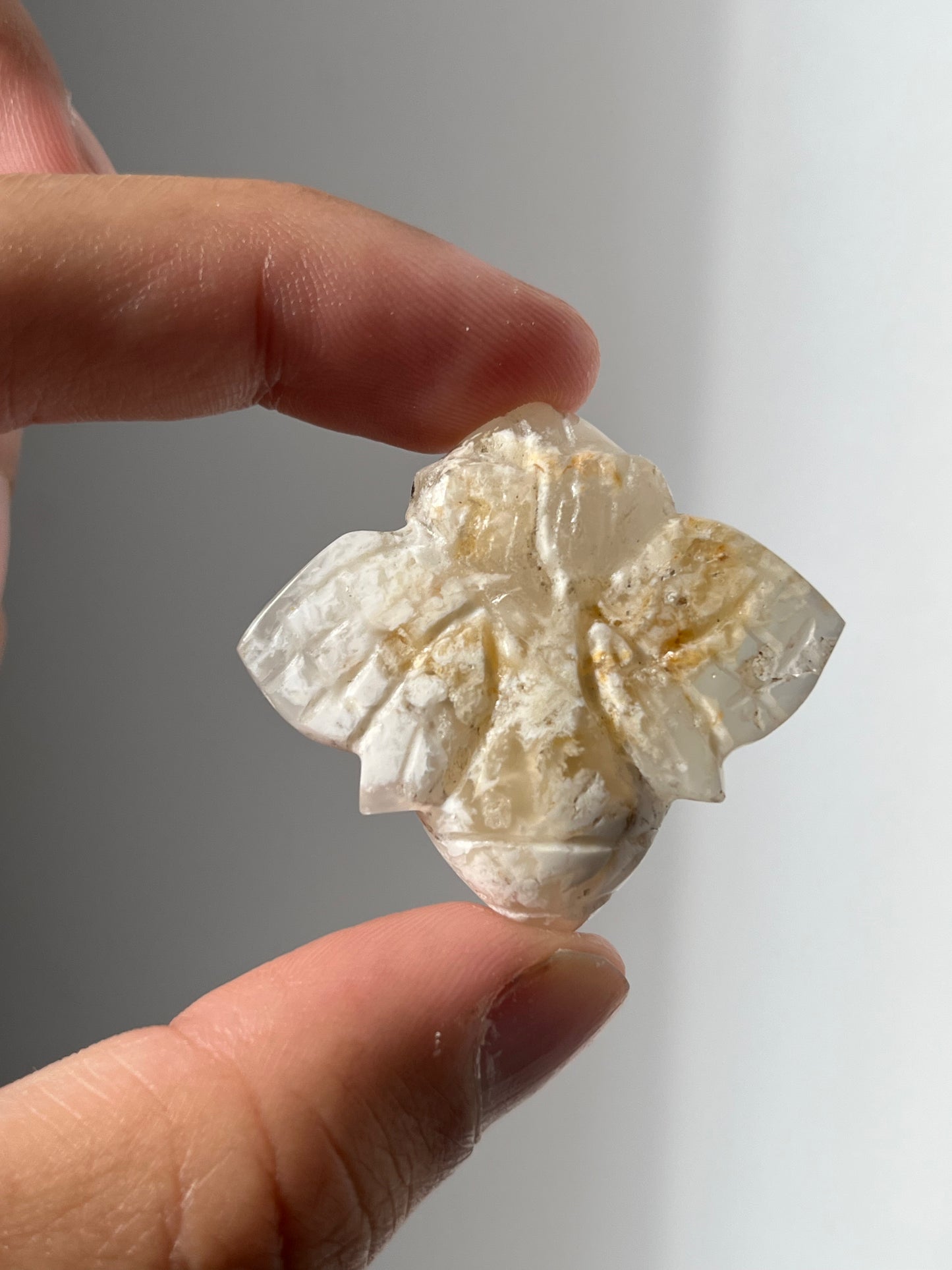 Flower Chalcedony Bee Carving (You Choose)