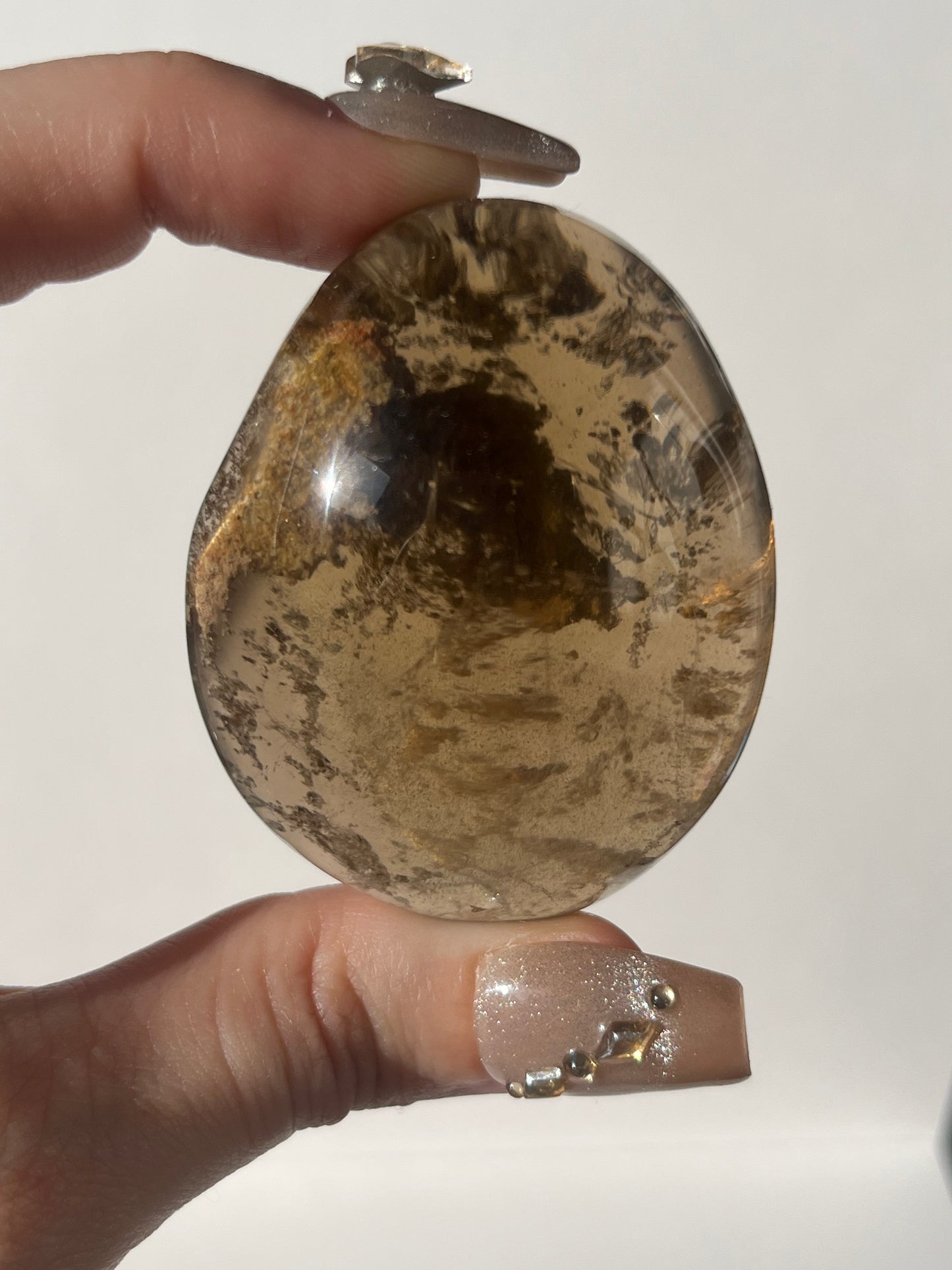 Smokey Garden Quartz Lens Carving A