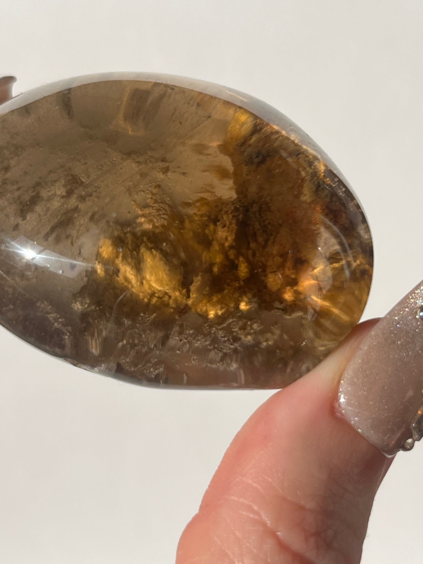 Smokey Garden Quartz Lens Carving A