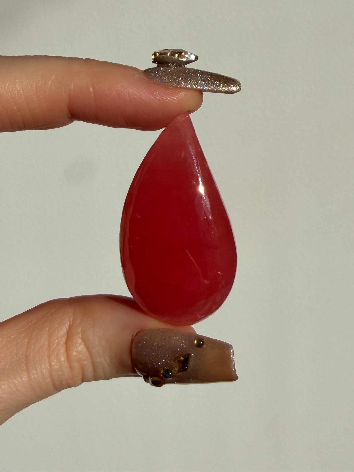 Gem Grade Gel Rhodochrosite Teardrop Cabochon B