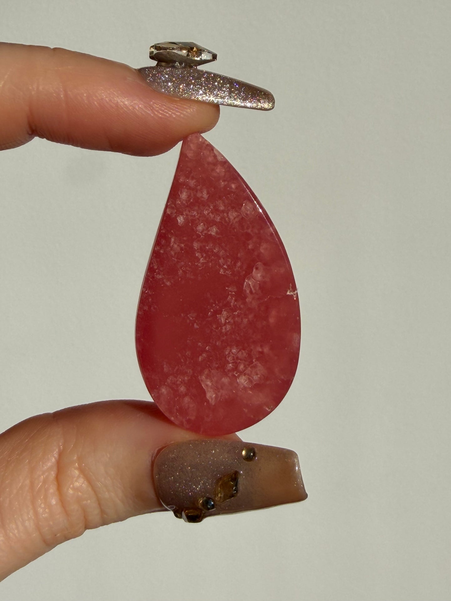 Gem Grade Gel Rhodochrosite Teardrop Cabochon B