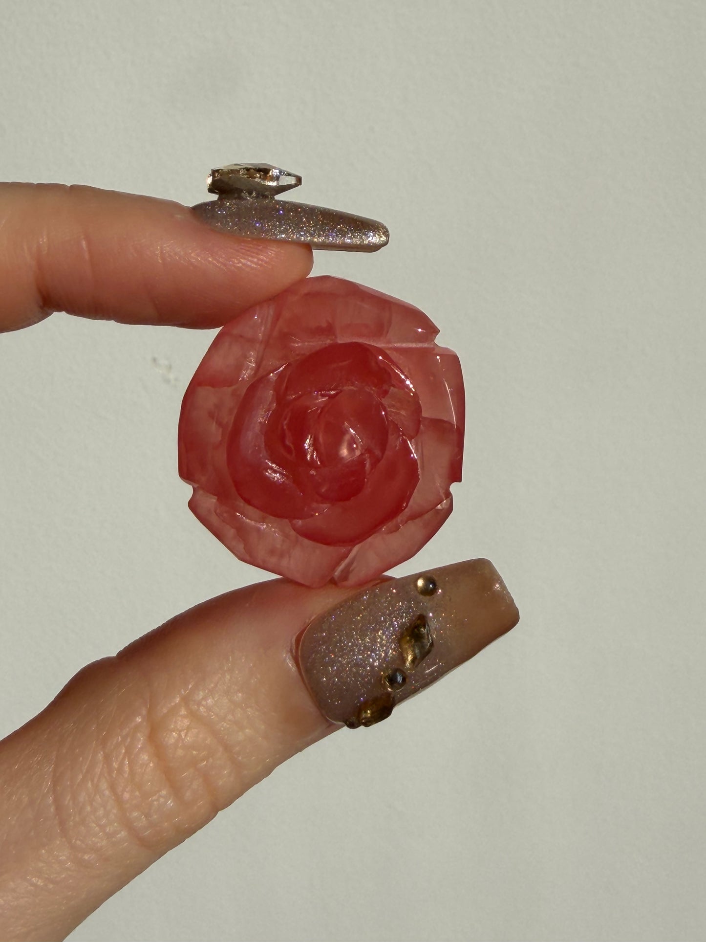 Gem Grade Gel Rhodochrosite Rose Carving