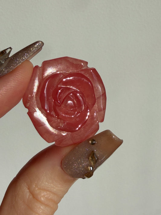 Gem Grade Gel Rhodochrosite Rose Carving