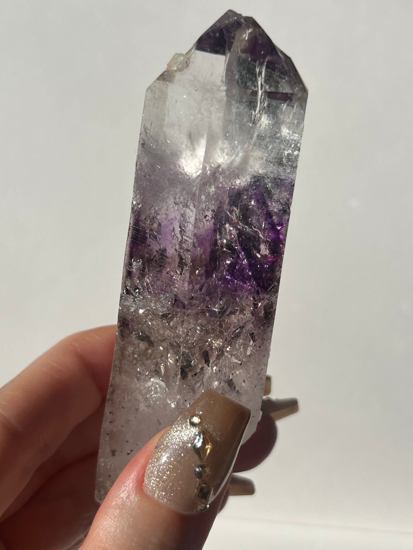 Phantom Amethyst Quartz with Analcime and Harlequin Hematite Inclusions Specimen B
