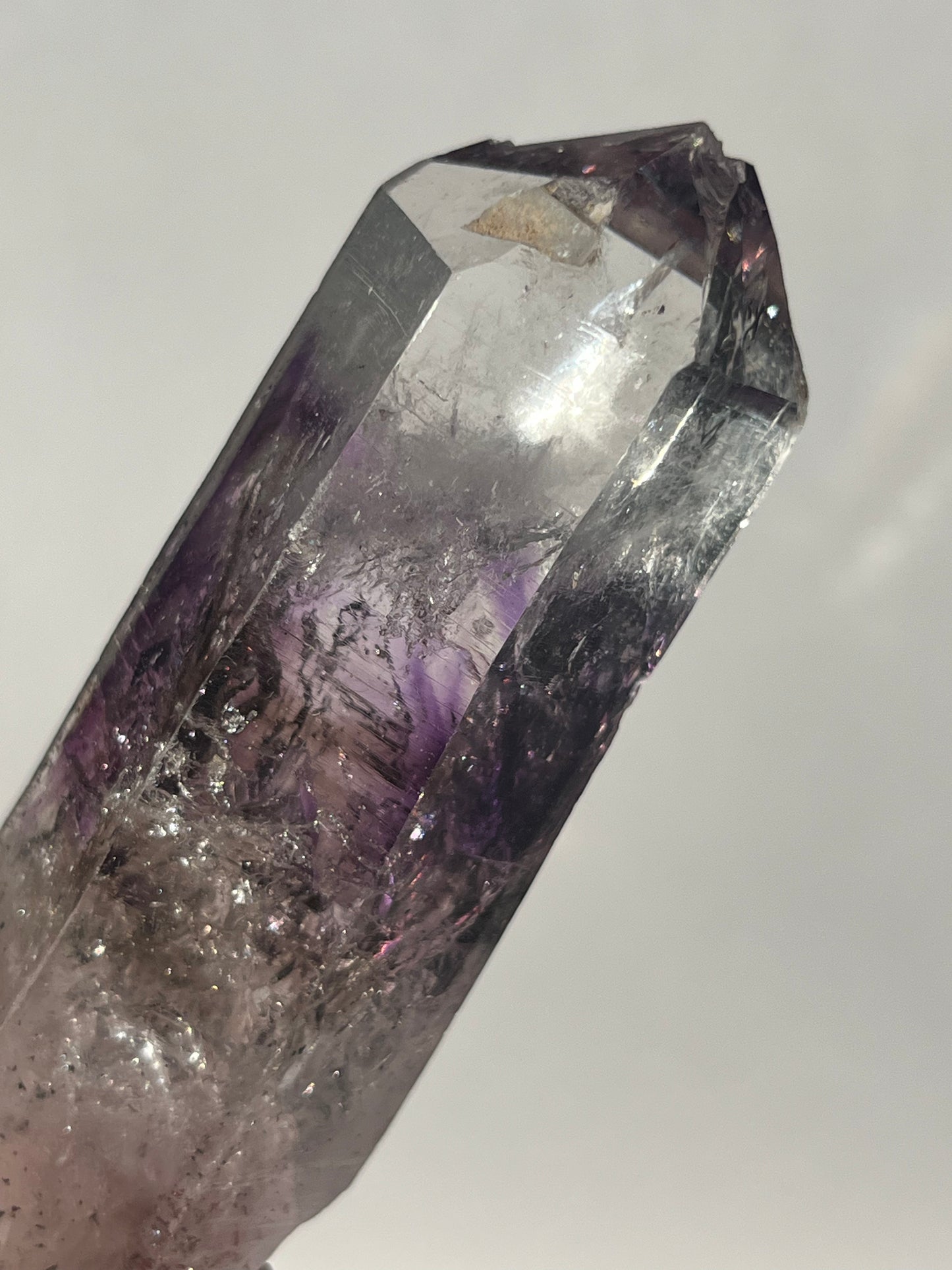 Phantom Amethyst Quartz with Analcime and Harlequin Hematite Inclusions Specimen B