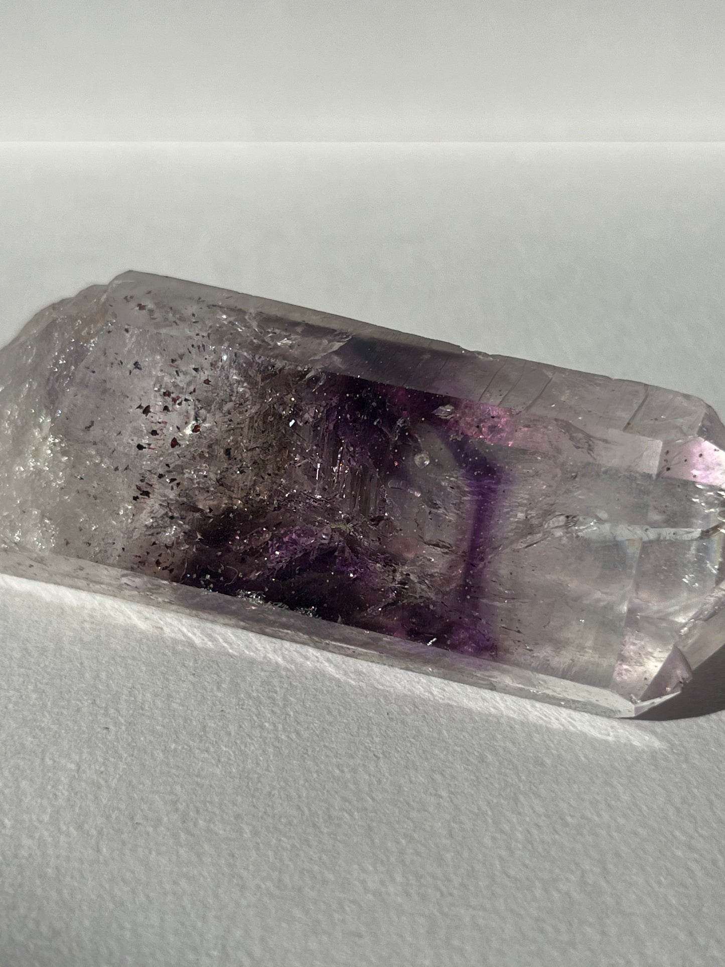 Phantom Amethyst Quartz with Analcime and Harlequin Hematite Inclusions Specimen B