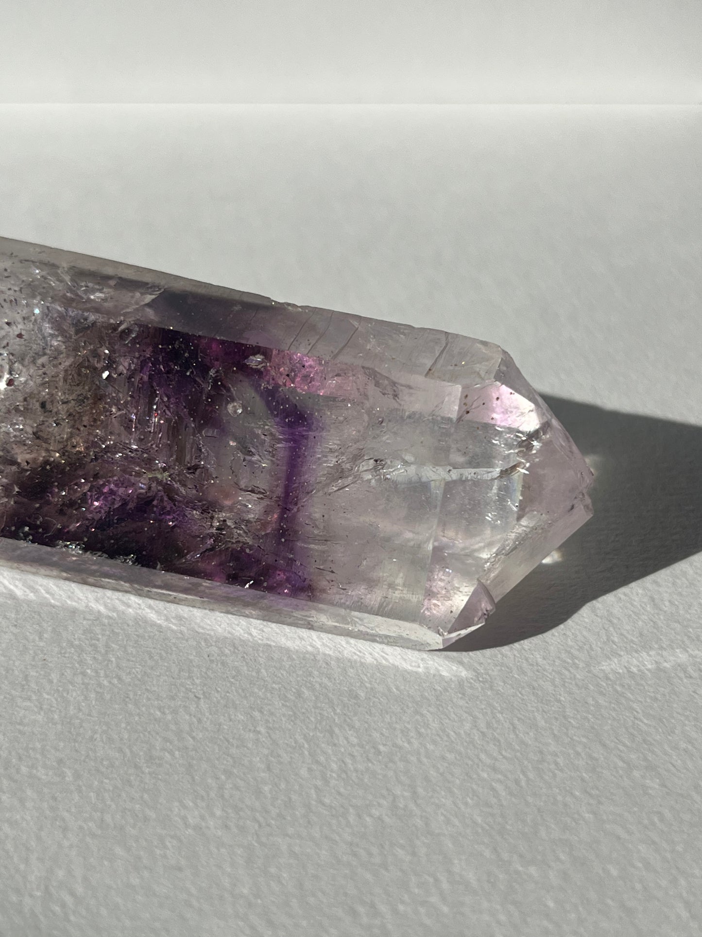 Phantom Amethyst Quartz with Analcime and Harlequin Hematite Inclusions Specimen B