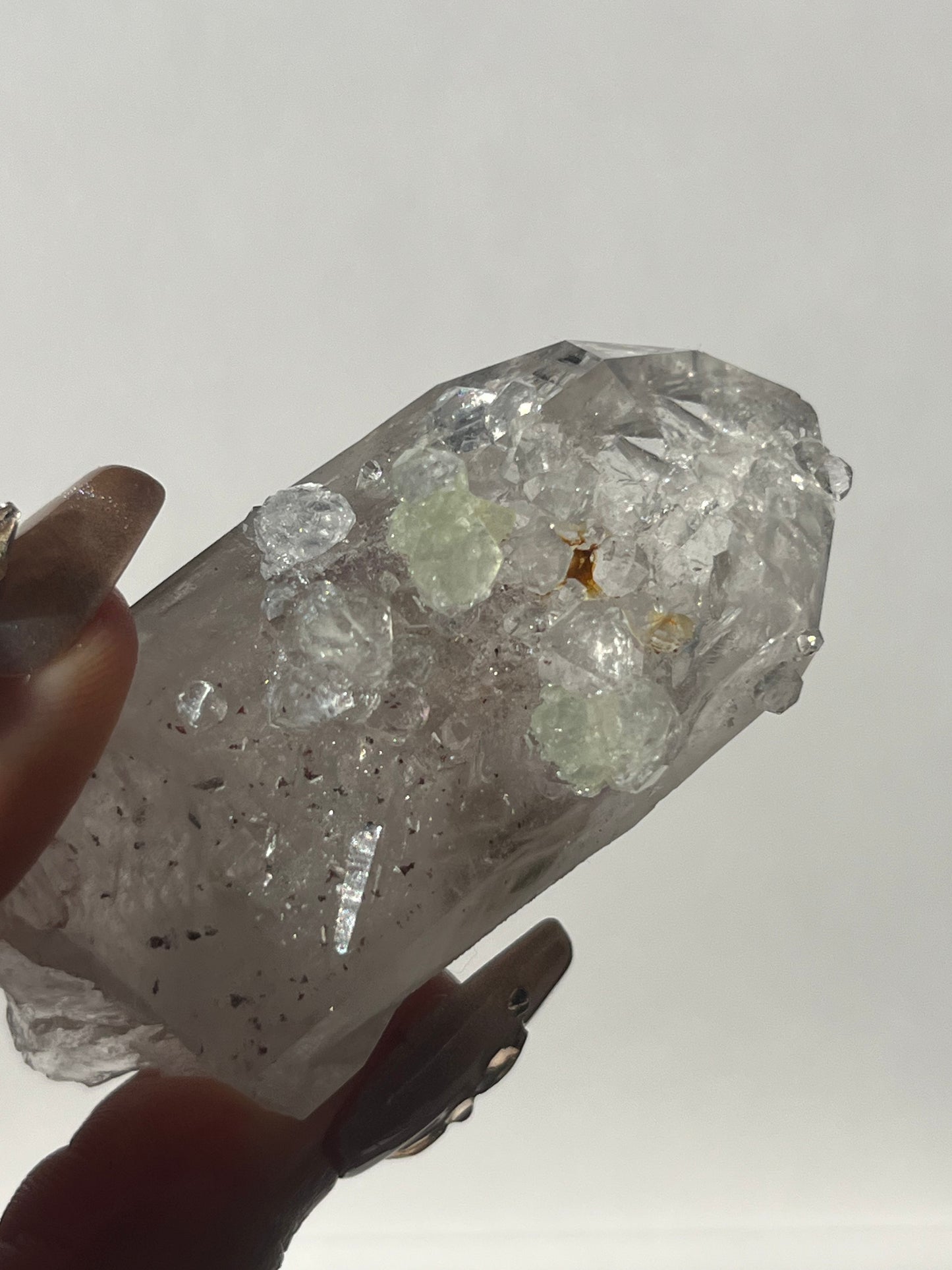 Quartz with Analcime & Prehnite Coating Specimen E