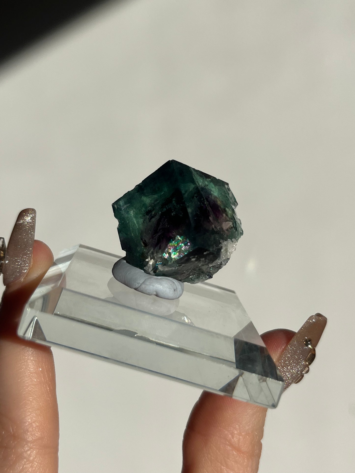 Vibrant Green-Purple Phantom Yindu Fluorite Specimen C