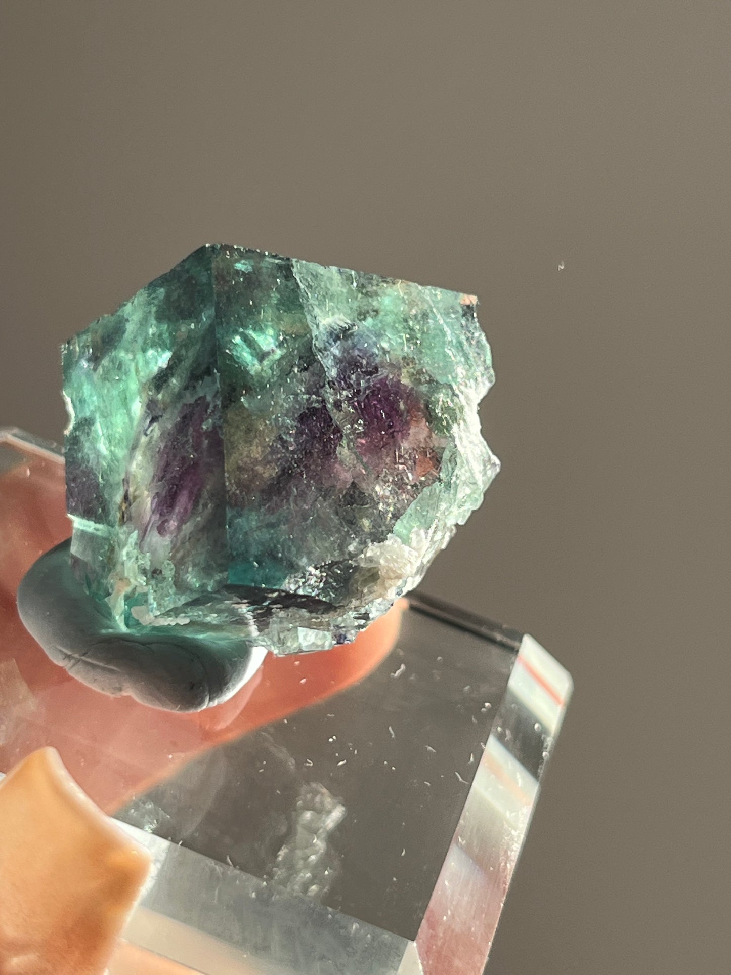 Vibrant Green-Purple Phantom Yindu Fluorite Specimen C