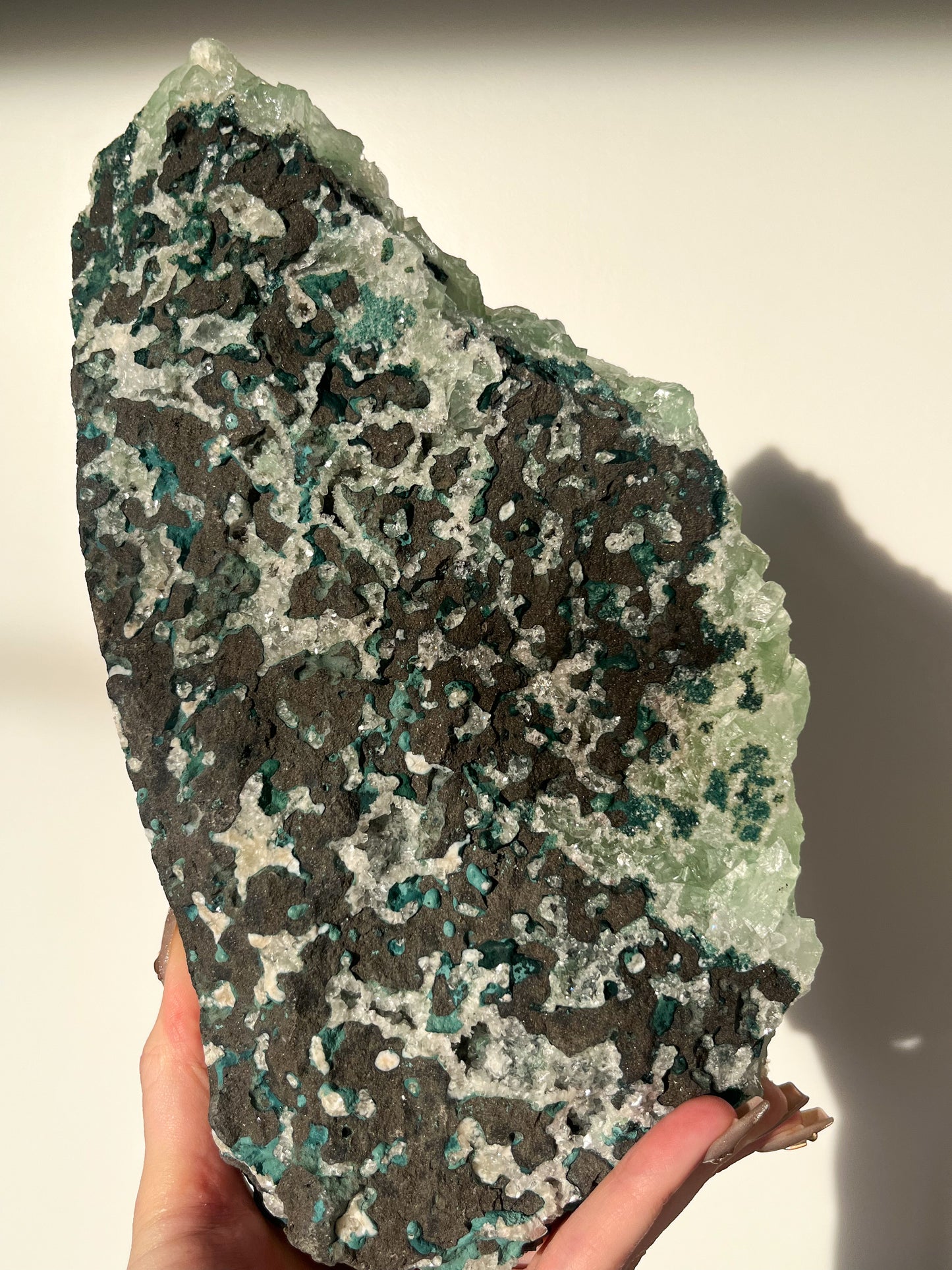 Green Apophyllite with Thomsonite, Mesolite & Calcite Specimen #27 (Perfectly Imperfect)
