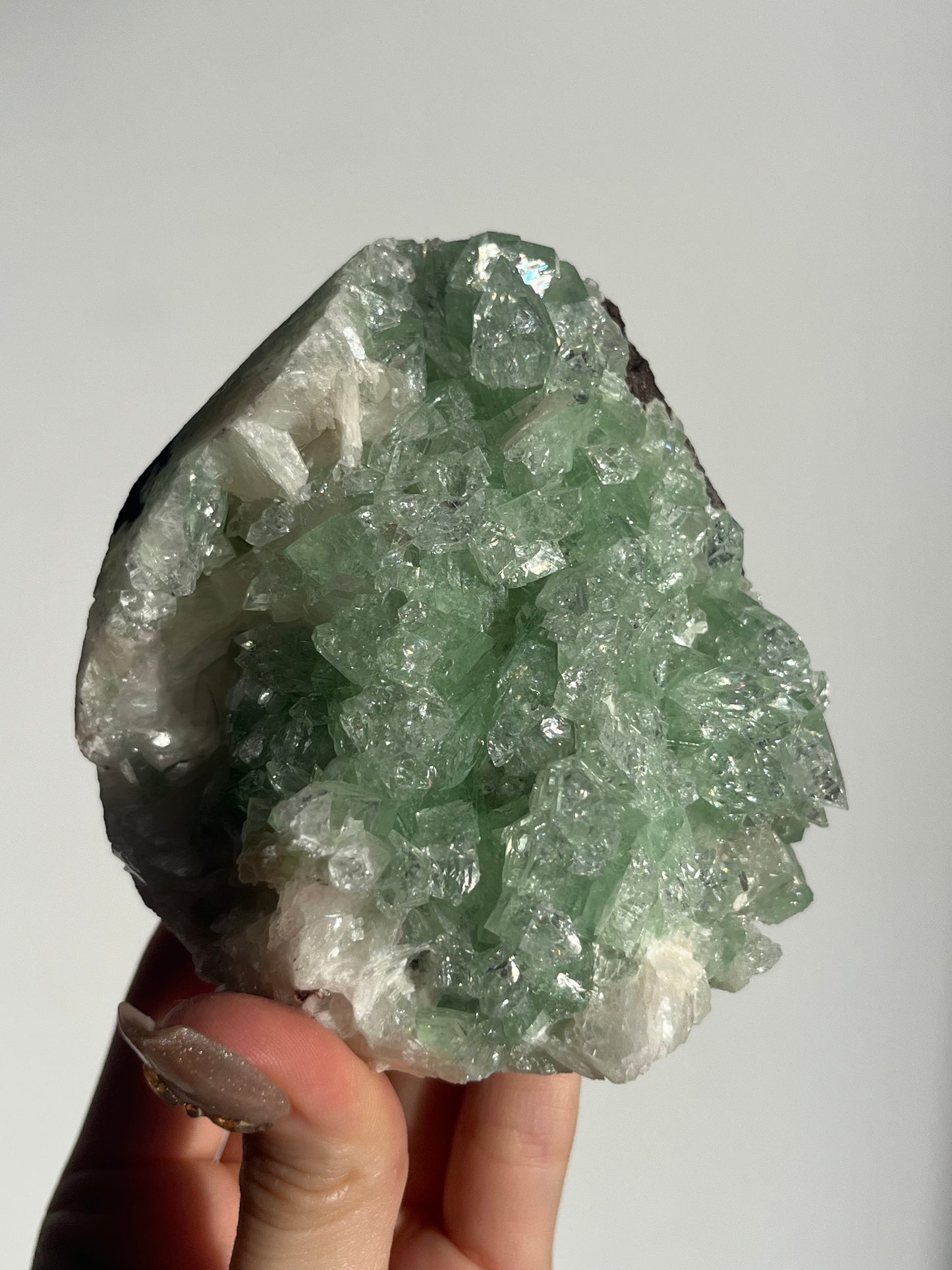 Pointed Green Apophyllite with Scolecite and Stilbite Specimen B
