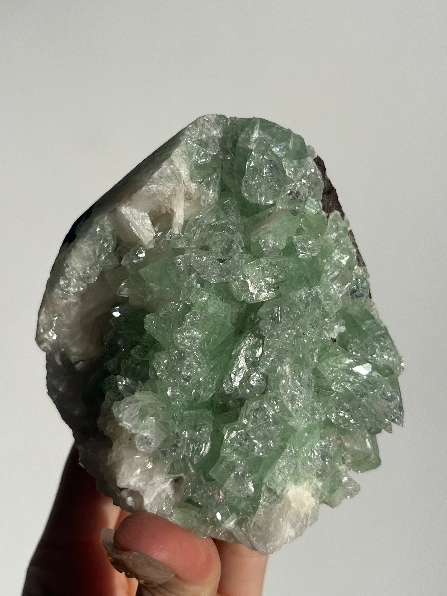 Pointed Green Apophyllite with Scolecite and Stilbite Specimen B