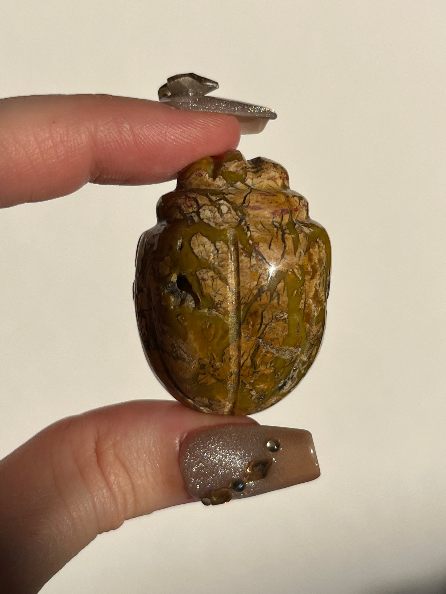 Indonesian Cotton Candy Agate Beetle Carving (You Choose)