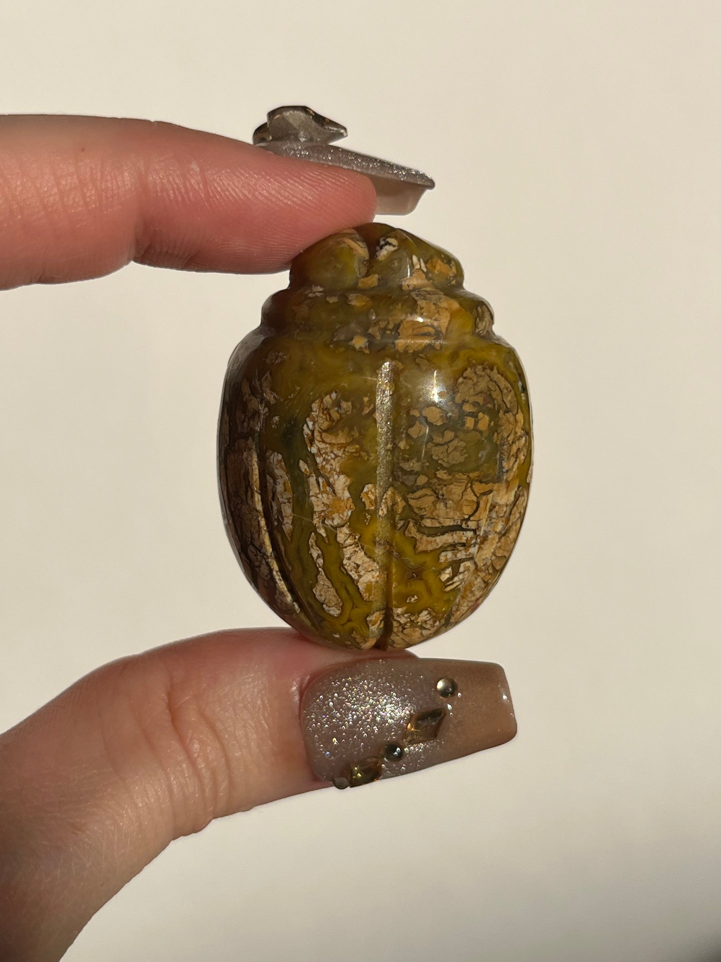 Indonesian Cotton Candy Agate Beetle Carving (You Choose)