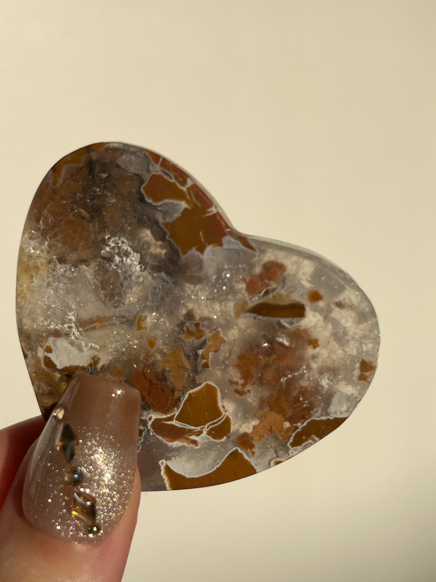 Indonesian Cotton Candy Agate and Quartz Heart E