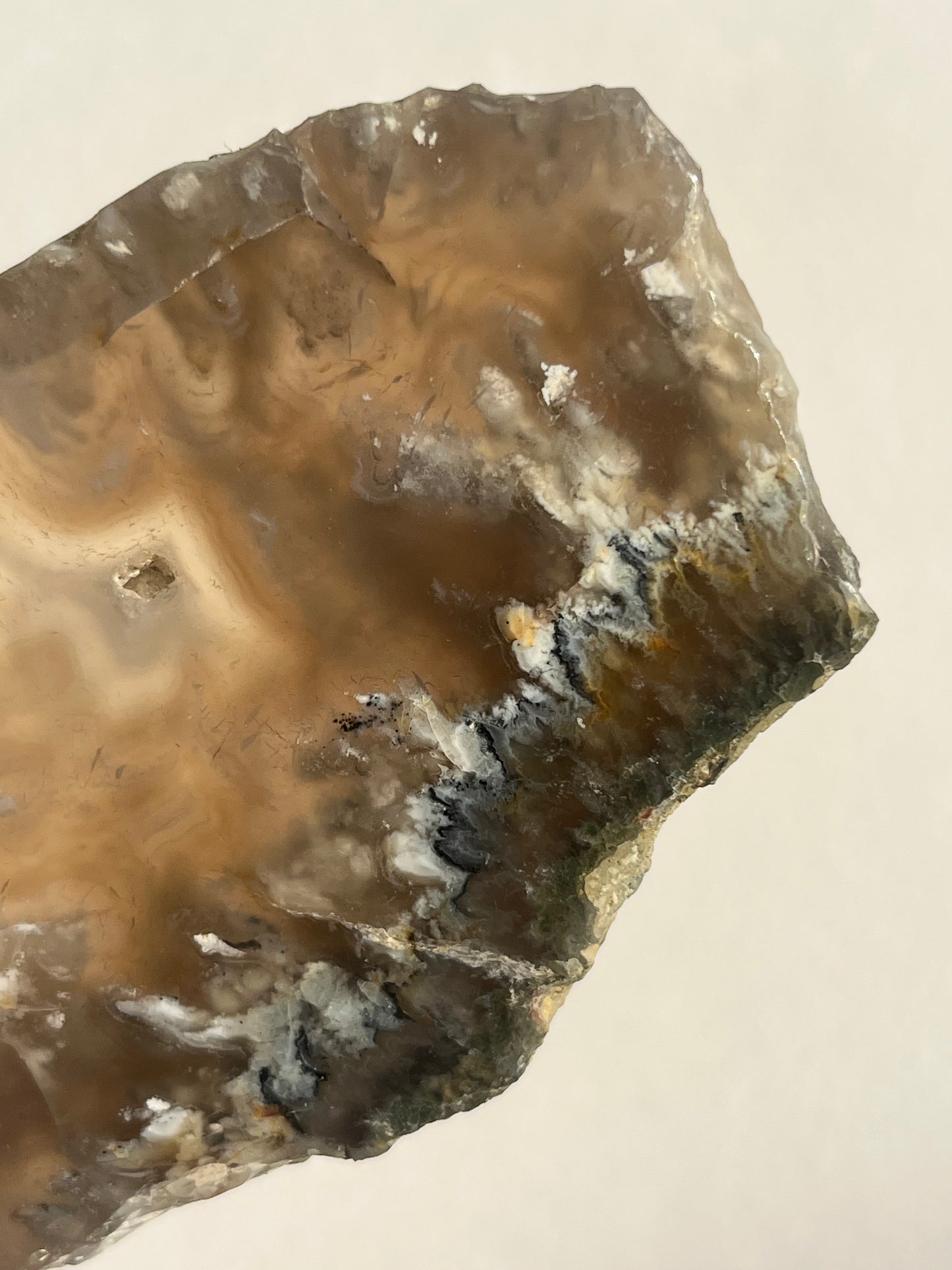 Flower Agate Slab with Dendritic & Green Moss Inclusions on Stand A