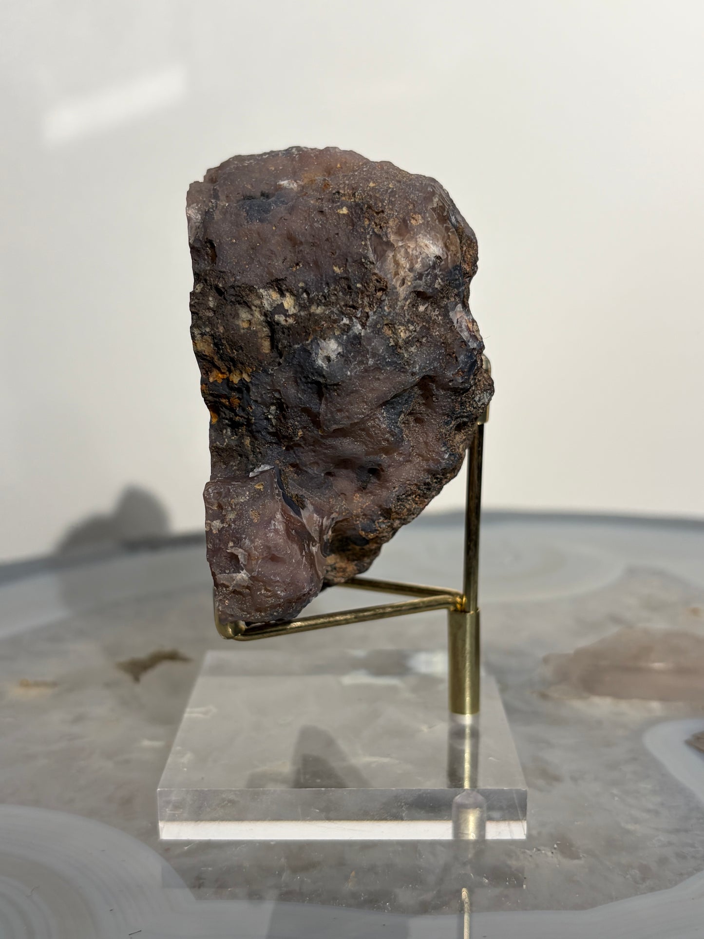 "Cosmic Curtain" Mauve Laguna Agate Specimen with Sagenite Inclusions and Parallax Effect
