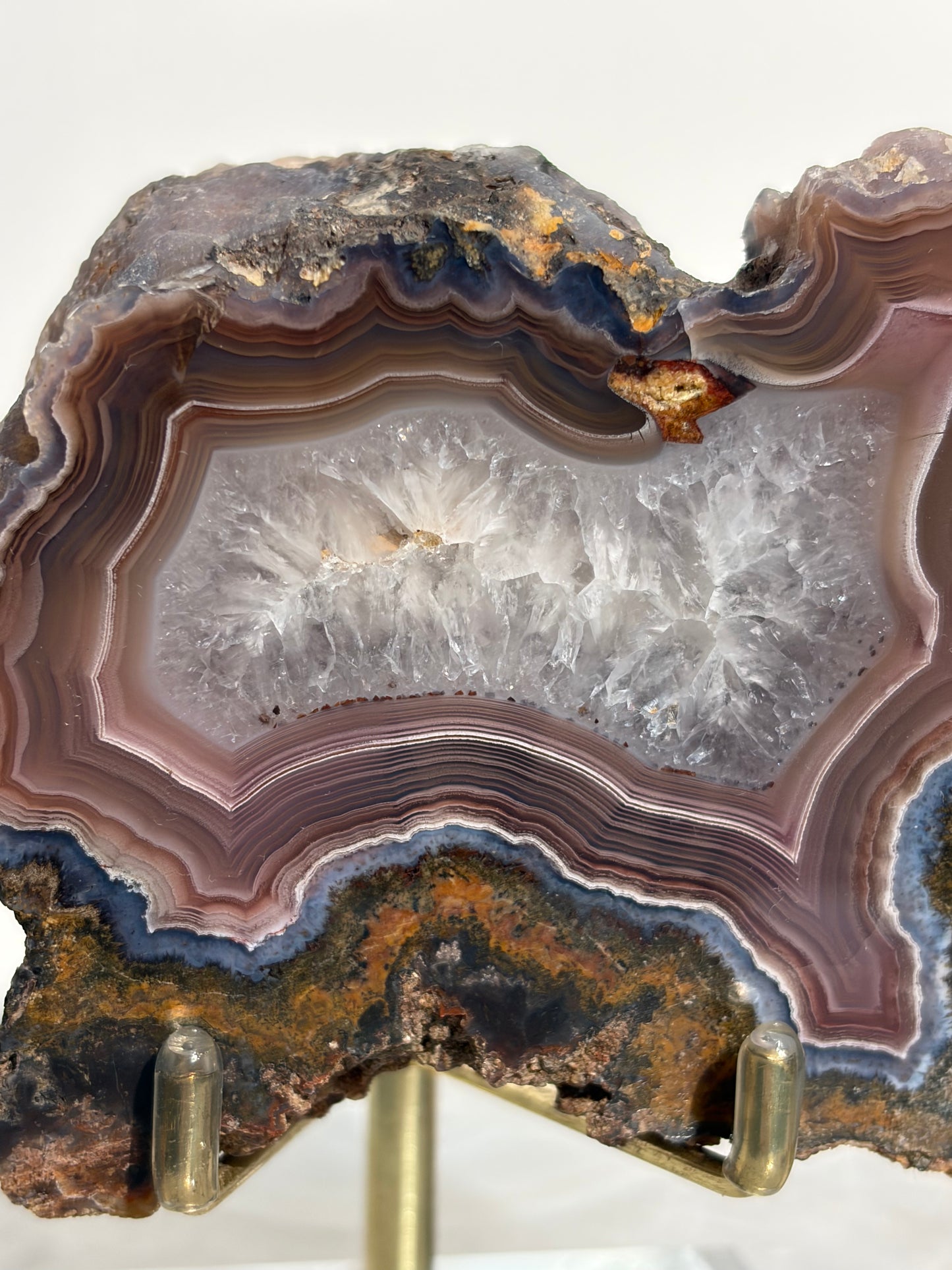 "Cosmic Curtain" Mauve Laguna Agate Specimen with Sagenite Inclusions and Parallax Effect
