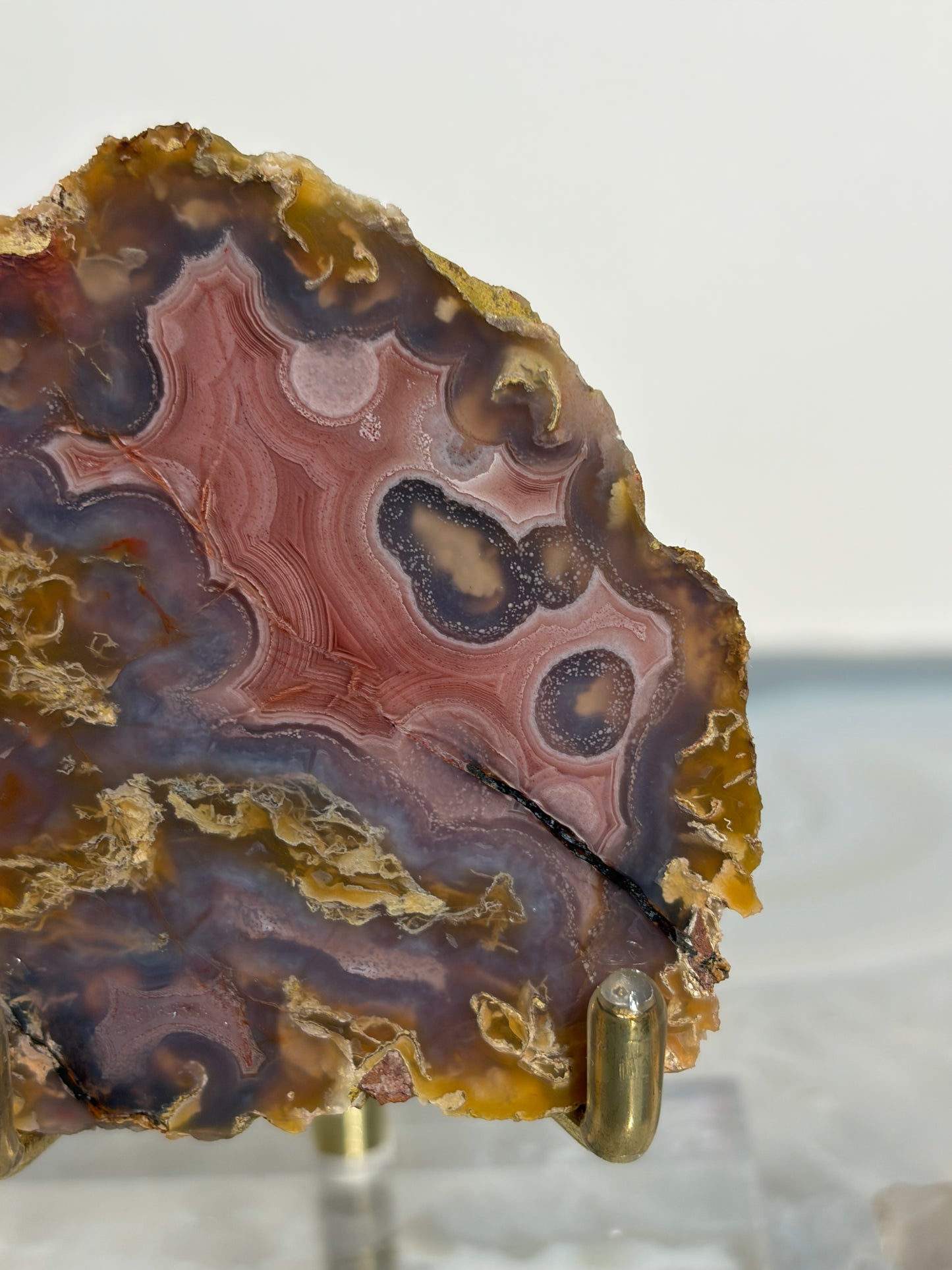 "Pink Lagoon" Laguna Agate Specimen with Green Moss Inclusions and Parallax Effect