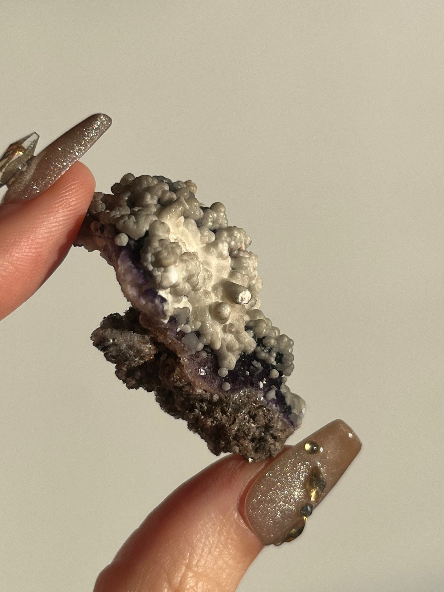 Purple Fluorite with Calcite Specimen B