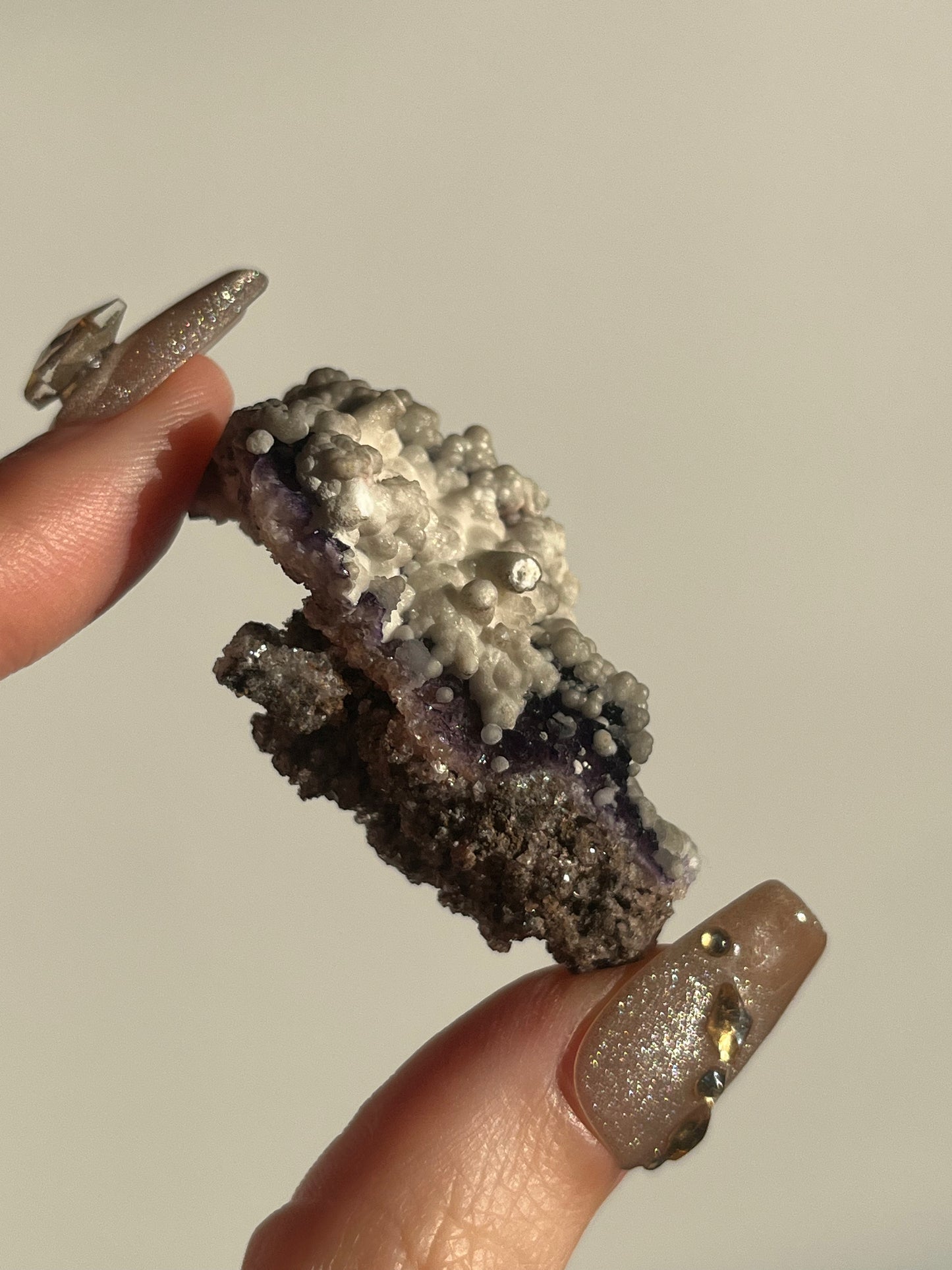 Purple Fluorite with Calcite Specimen B