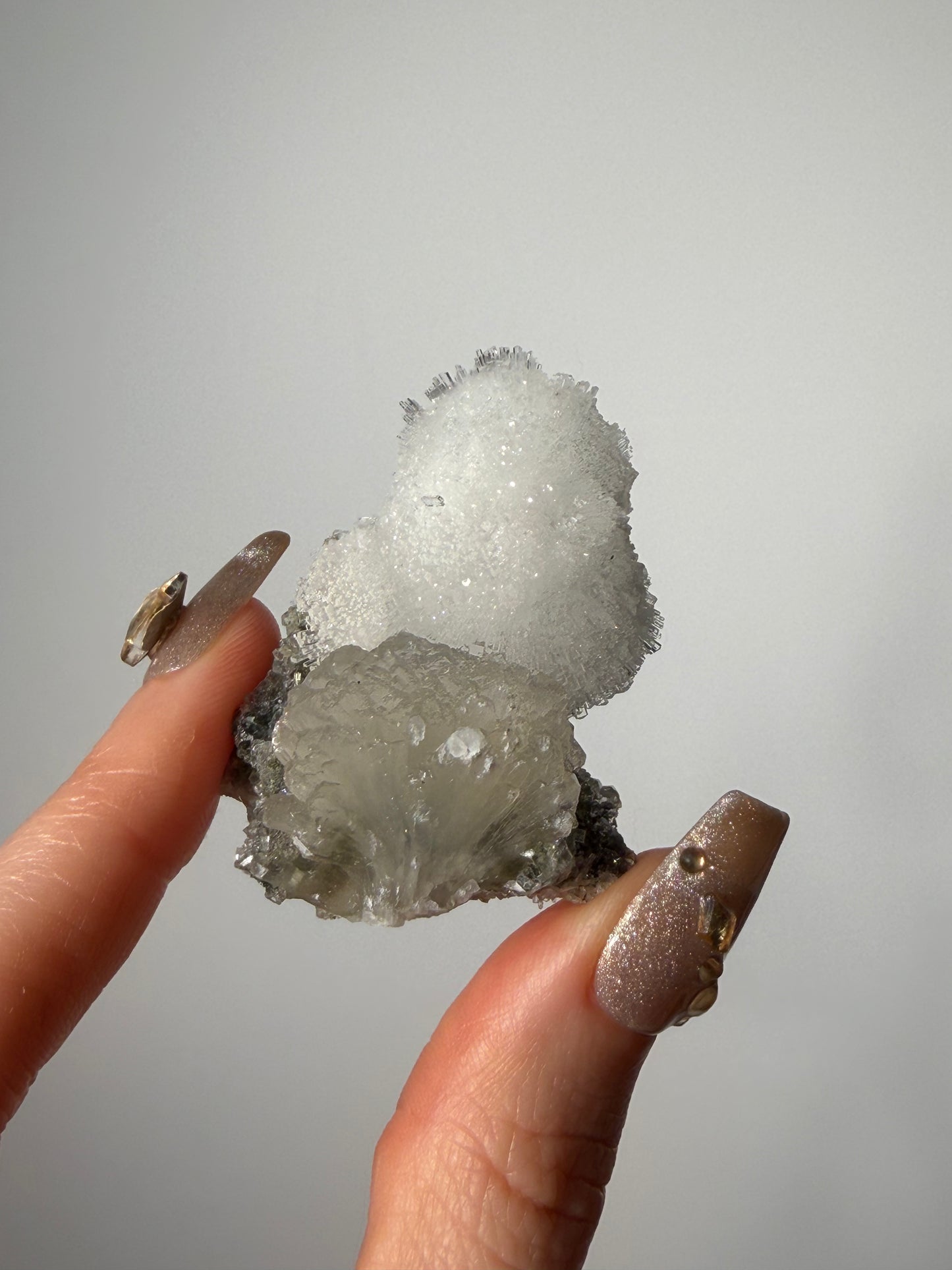 “Snowy Topiary” Natrolite Specimen with Stilbite C