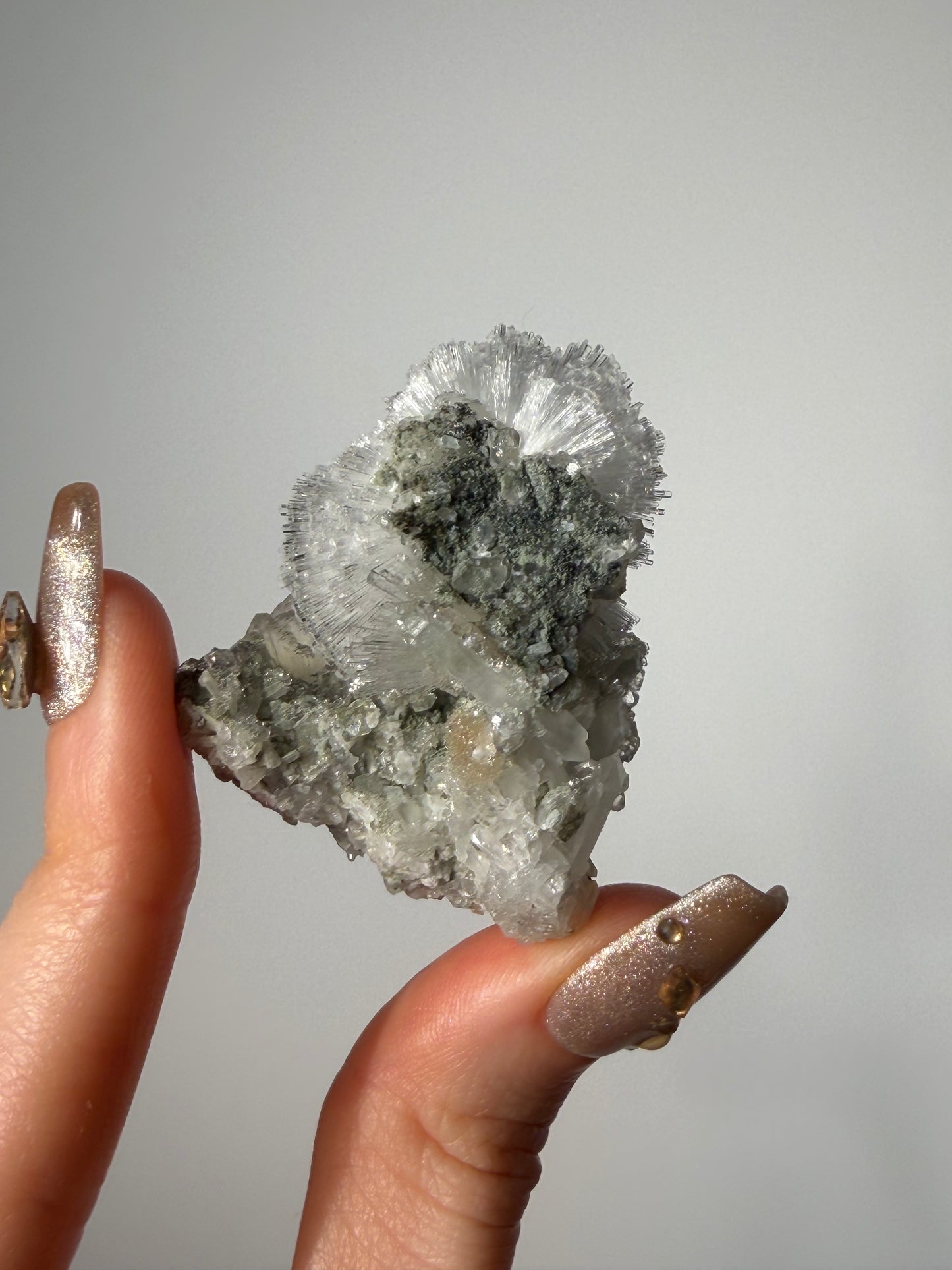 “Snowy Topiary” Natrolite Specimen with Stilbite C