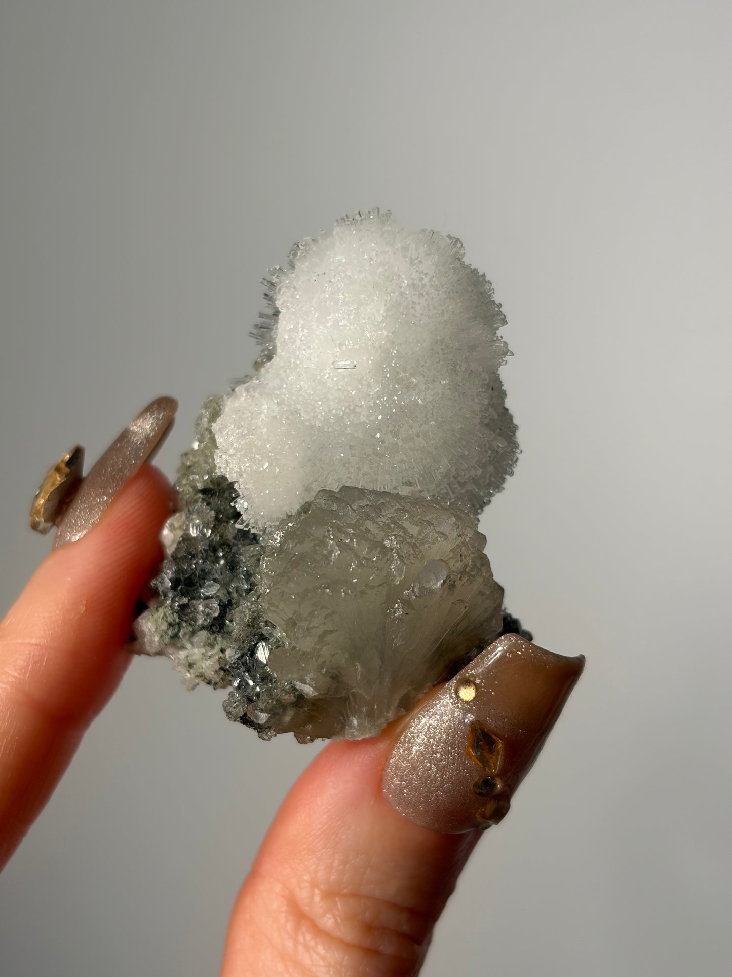 “Snowy Topiary” Natrolite Specimen with Stilbite C