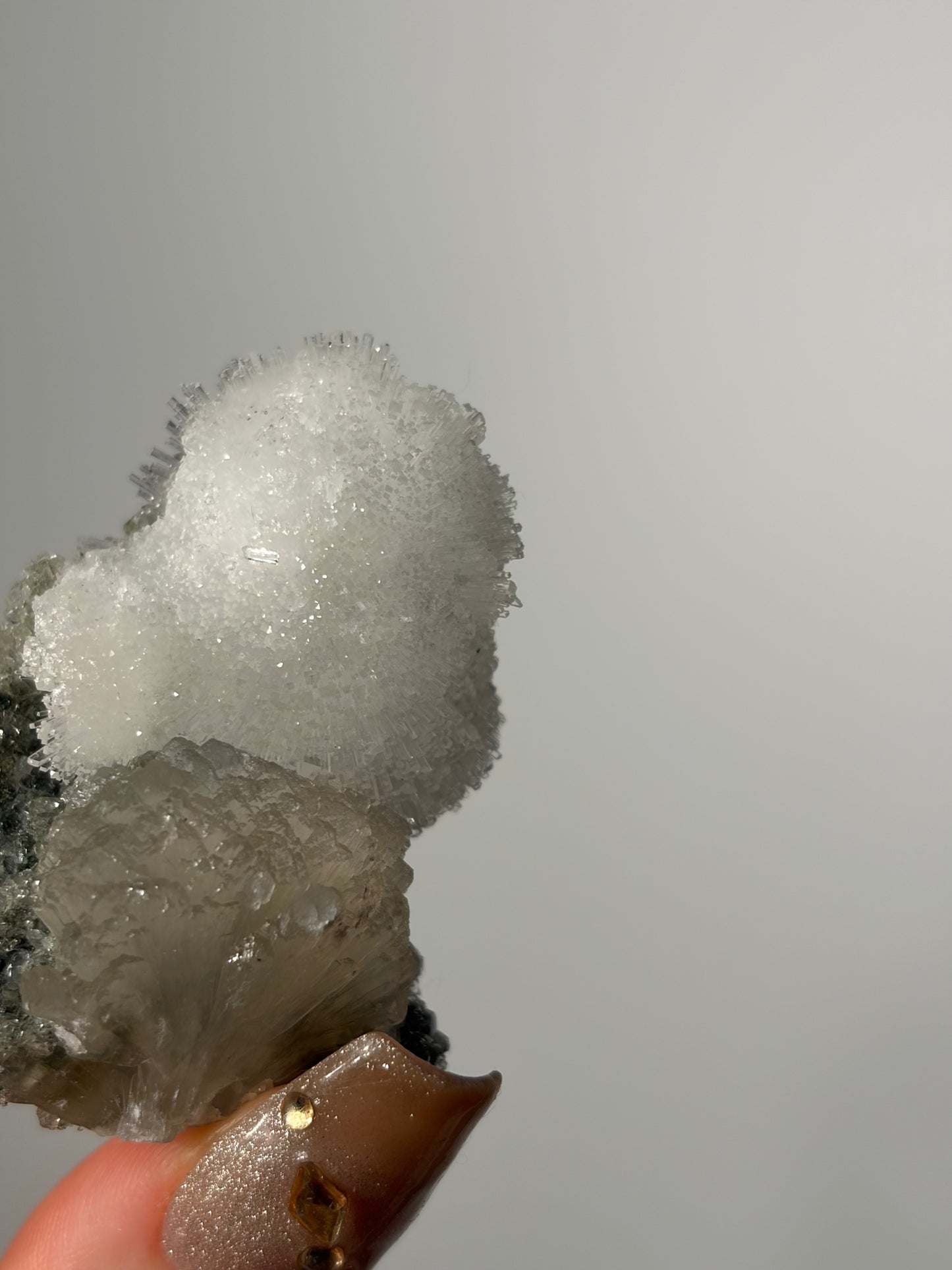 “Snowy Topiary” Natrolite Specimen with Stilbite C