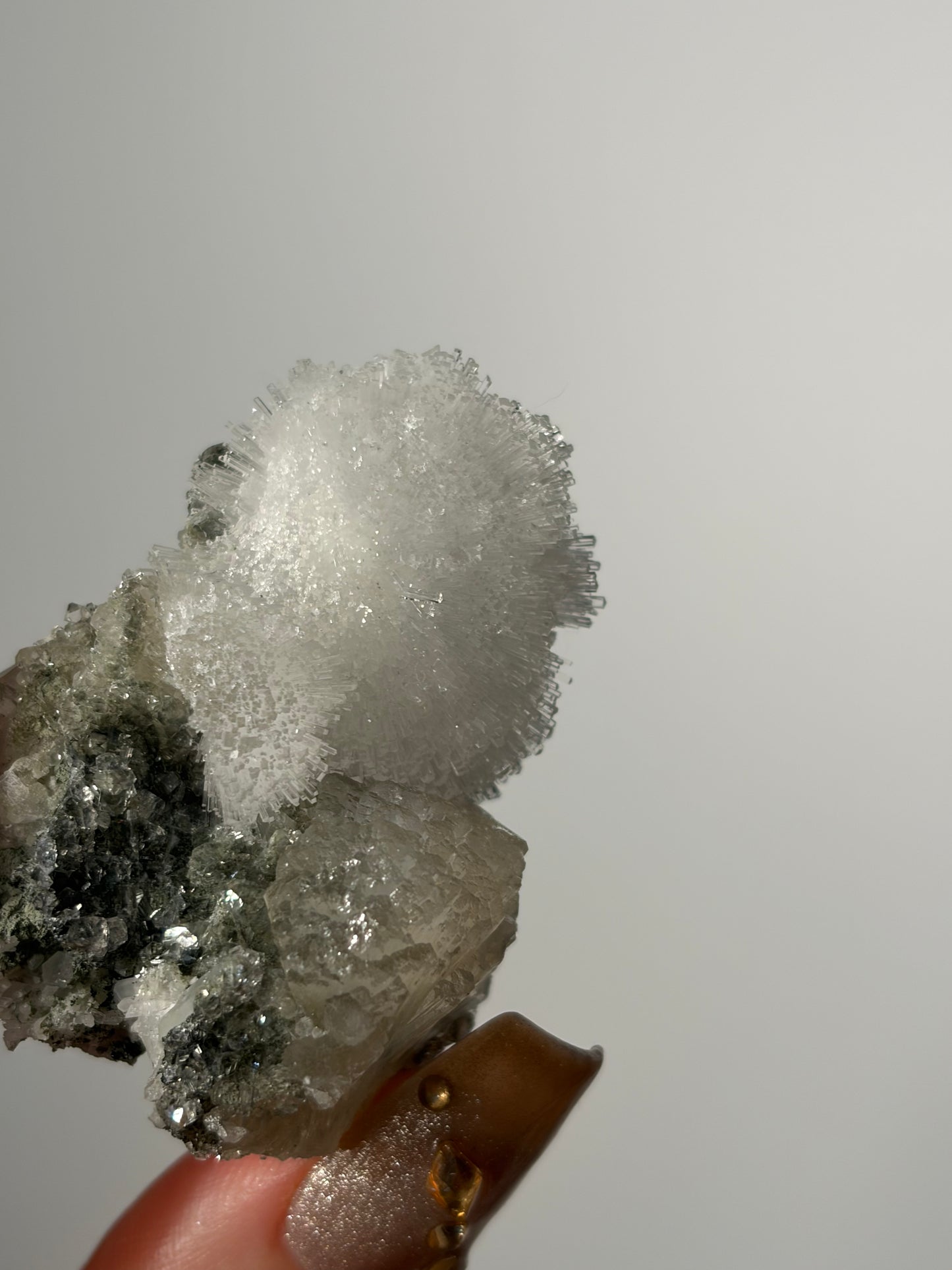 “Snowy Topiary” Natrolite Specimen with Stilbite C