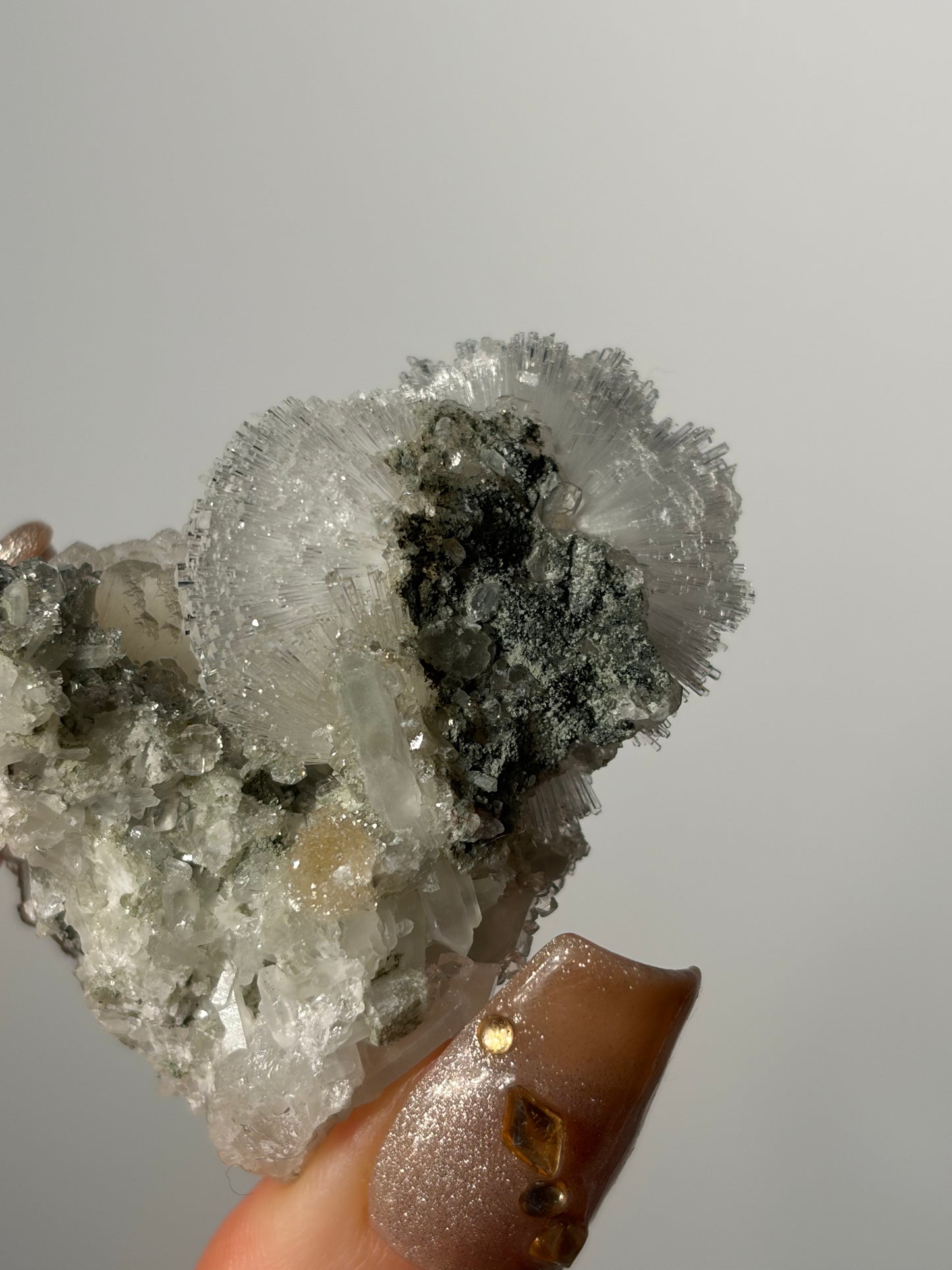 “Snowy Topiary” Natrolite Specimen with Stilbite C