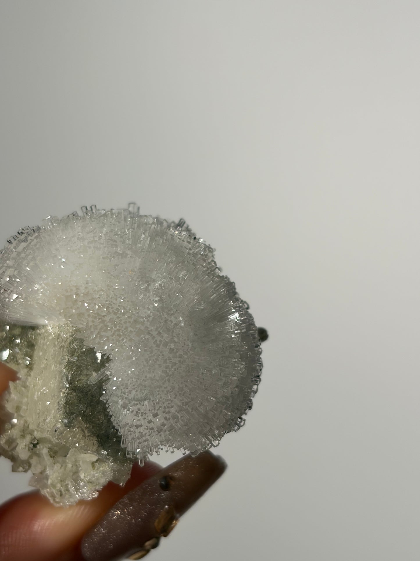 Natrolite Specimen with Quartz and Apophyllite Coated Rhombohedral Calcite G
