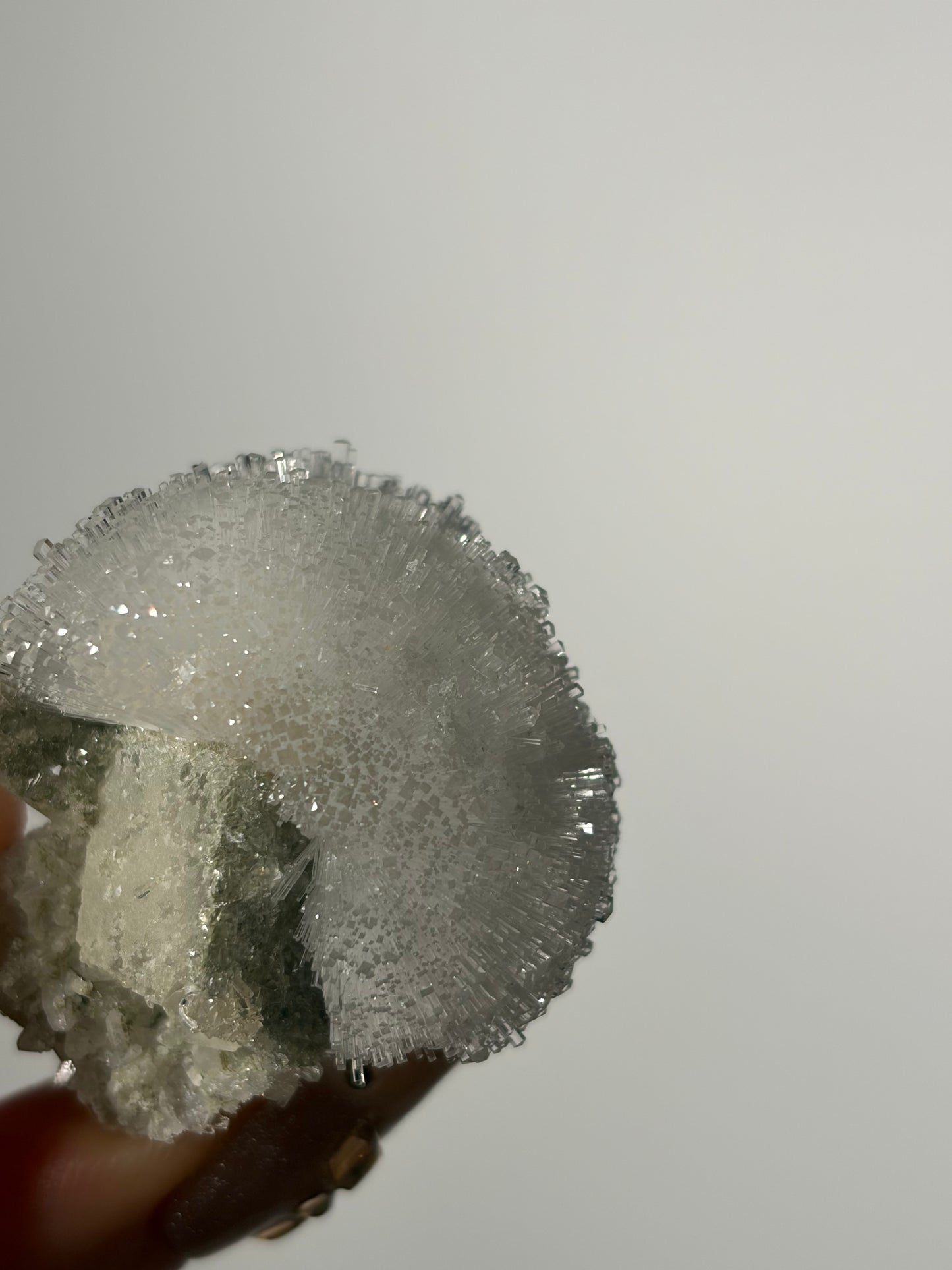 Natrolite Specimen with Quartz and Apophyllite Coated Rhombohedral Calcite G