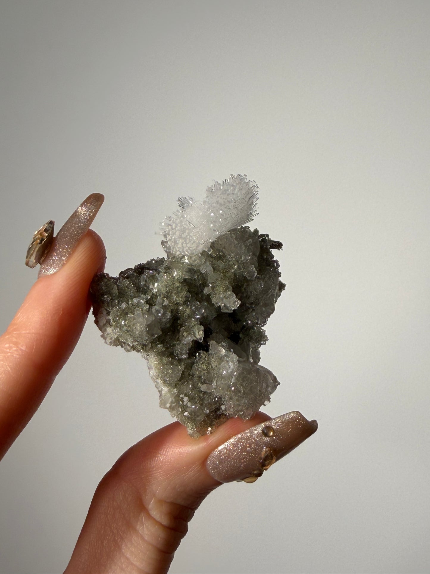 “Frozen Fireworks” Natrolite Specimen with Quartz, Apophyllite & Calcite I