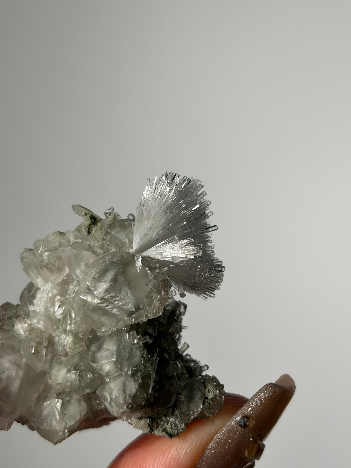 “Frozen Fireworks” Natrolite Specimen with Quartz, Apophyllite & Calcite I