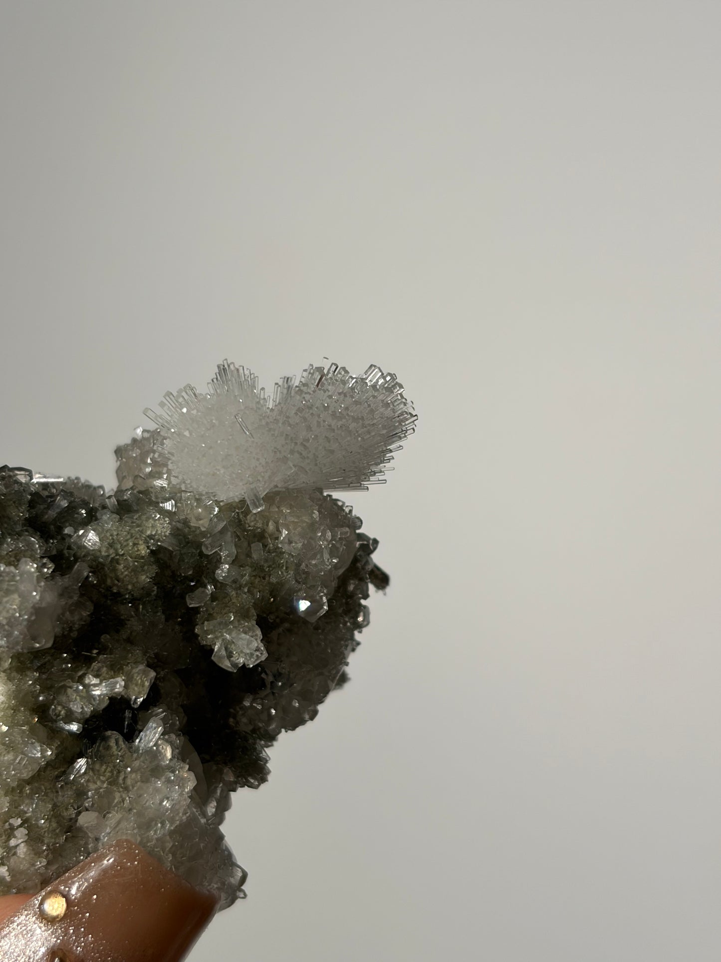 “Frozen Fireworks” Natrolite Specimen with Quartz, Apophyllite & Calcite I