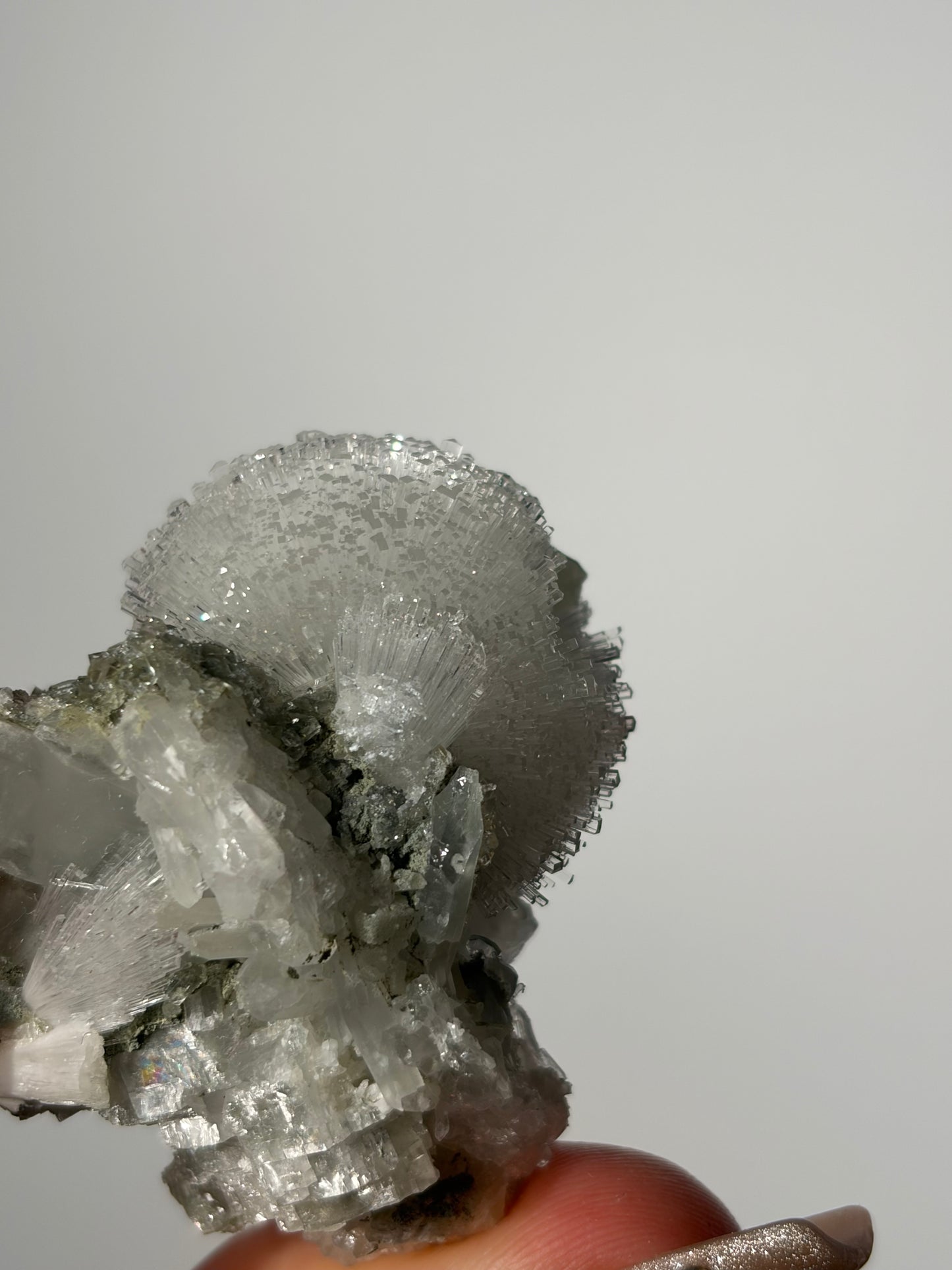 “Snow Globe” Natrolite Specimen with Quartz, Rhombohedral Calcite, Apophyllite and Stilbite J
