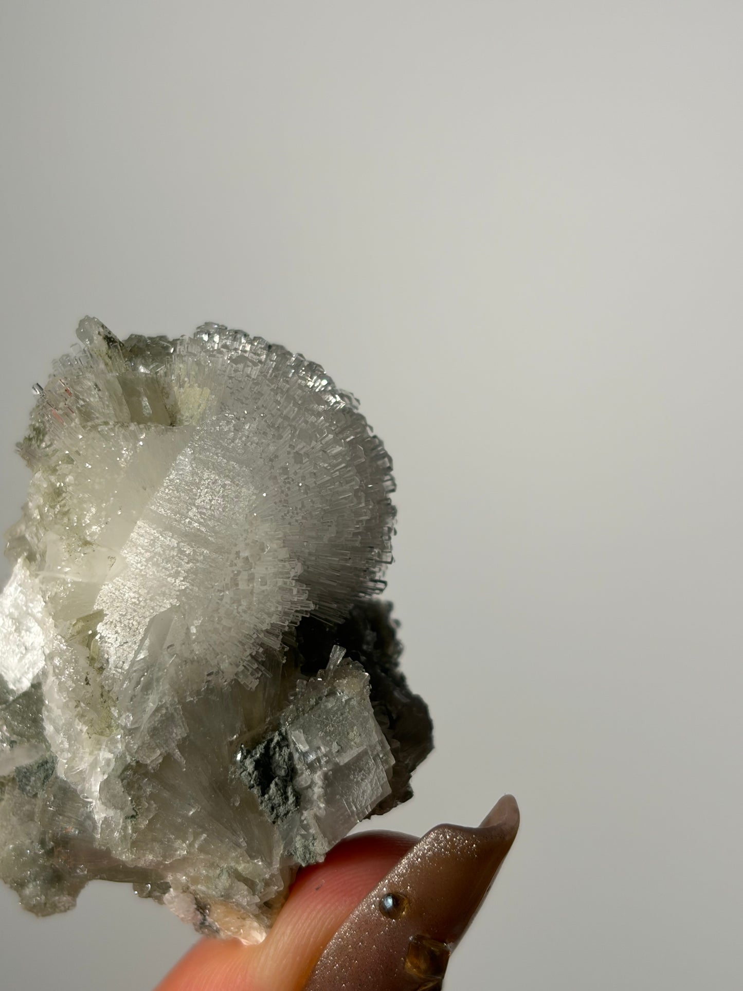 “Snow Globe” Natrolite Specimen with Quartz, Rhombohedral Calcite, Apophyllite and Stilbite J