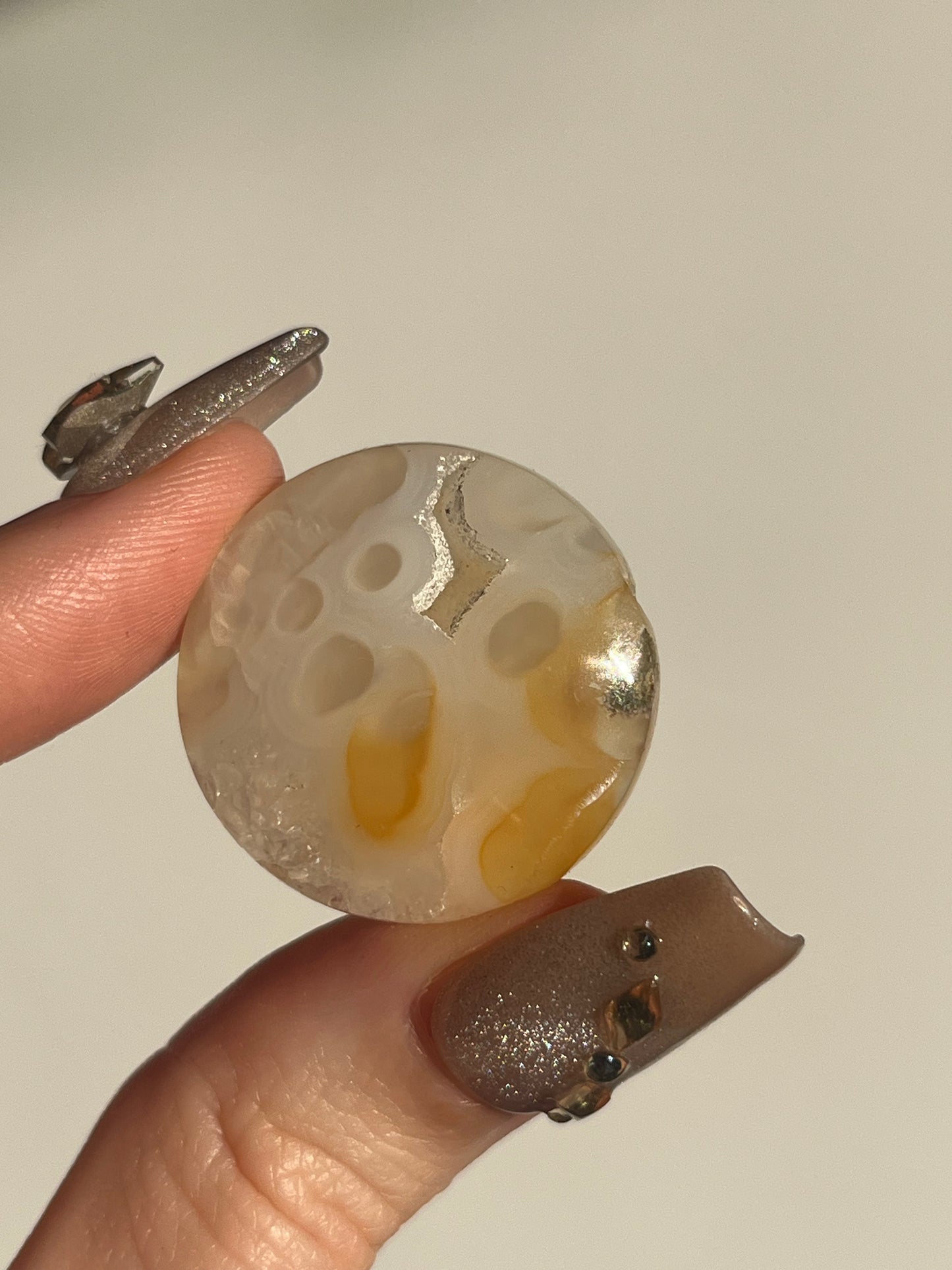 Jelly Orbicular Nebula Agate Cabochon with Carnelian L