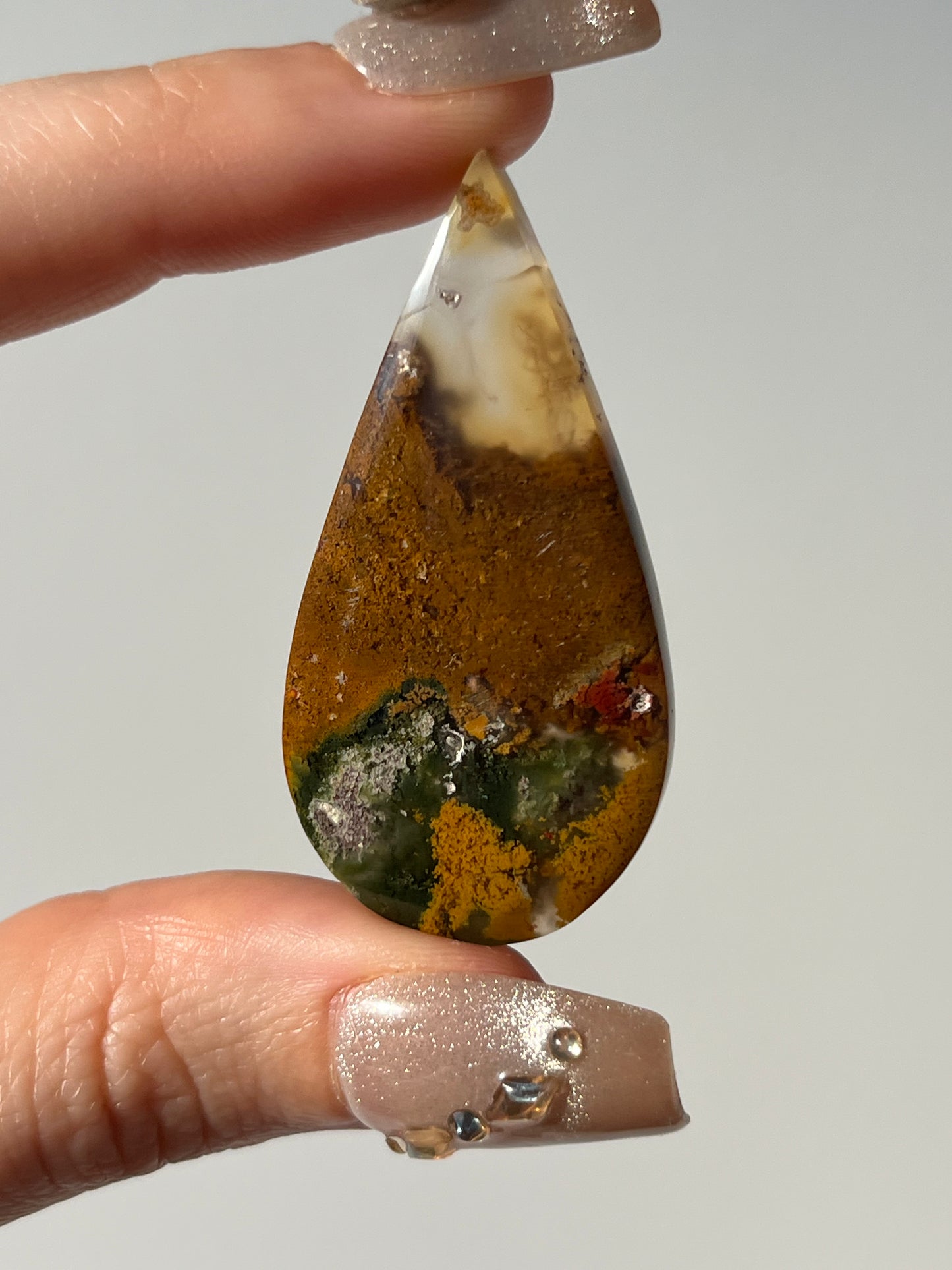 Nebula Agate with Red Moss Included Cabochon (You Choose)