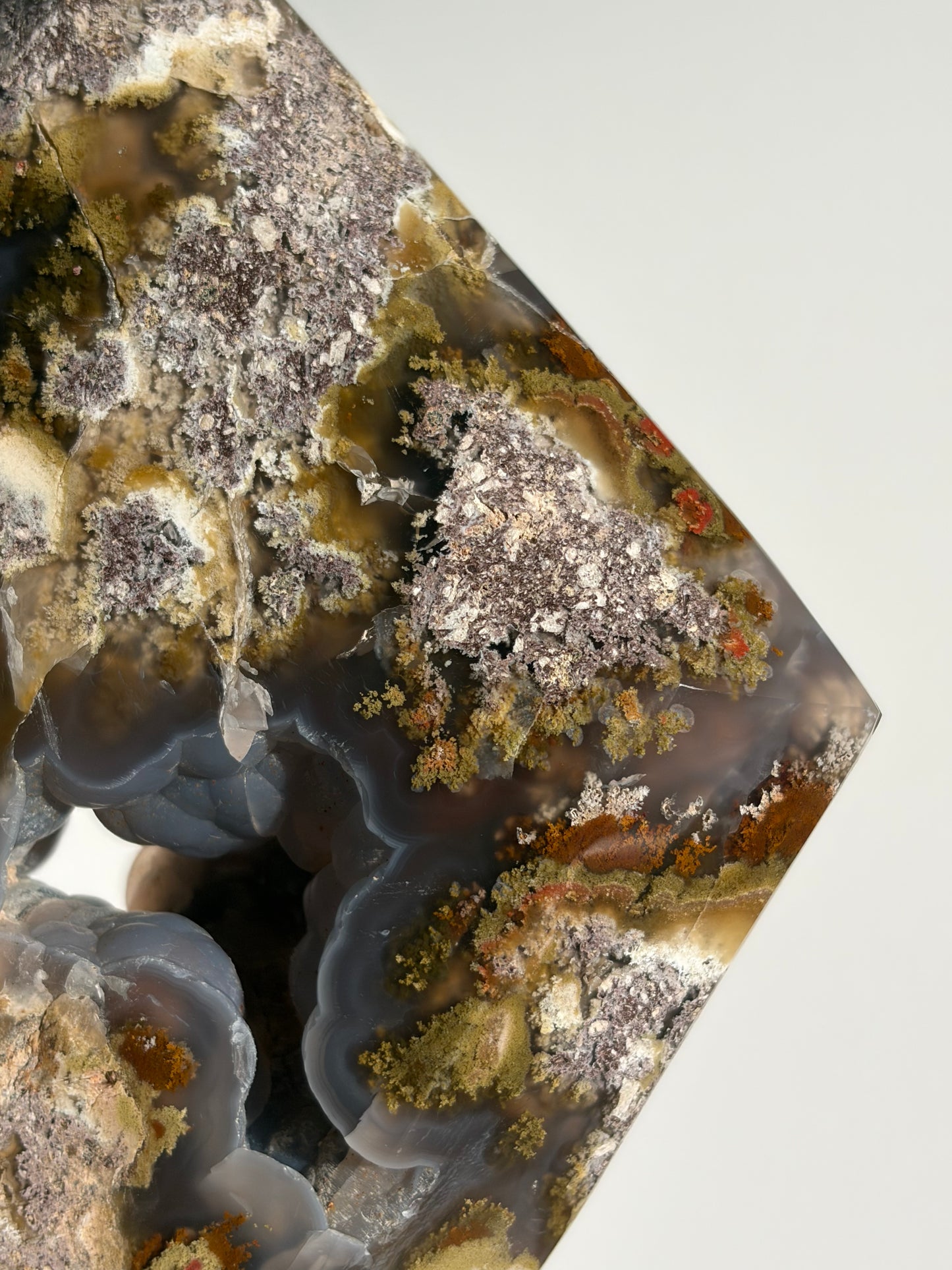 “Gateway Oasis” Blue Chalcedony Nebula Agate Faceted Standing Diamond Statement