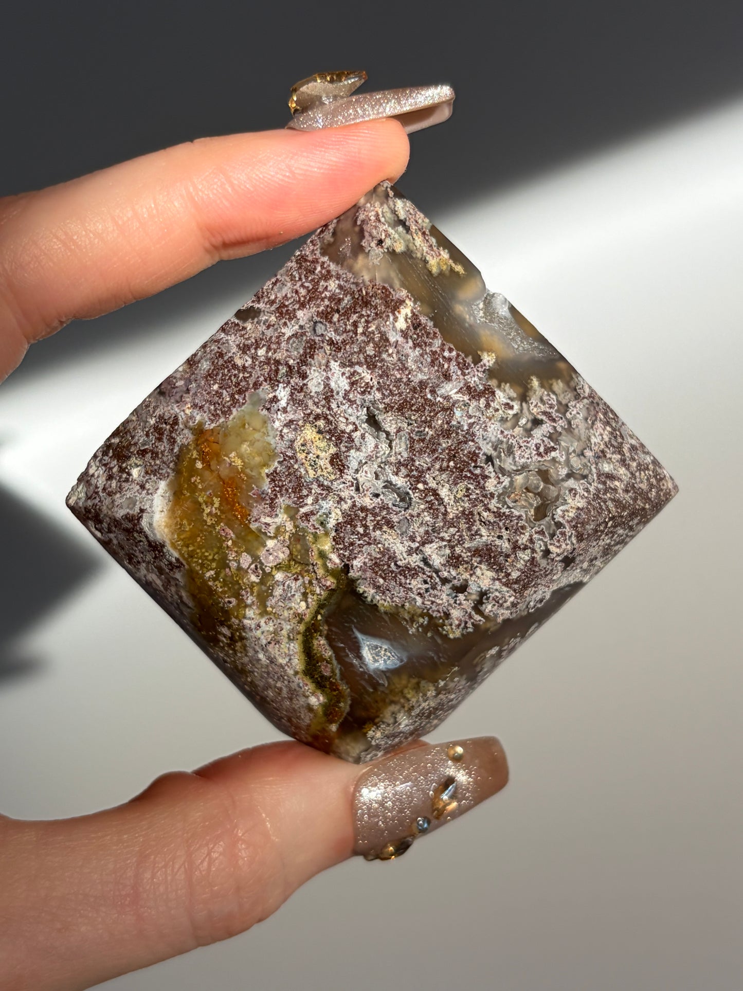 Nebula Agate Faceted Standing Diamond Carving C