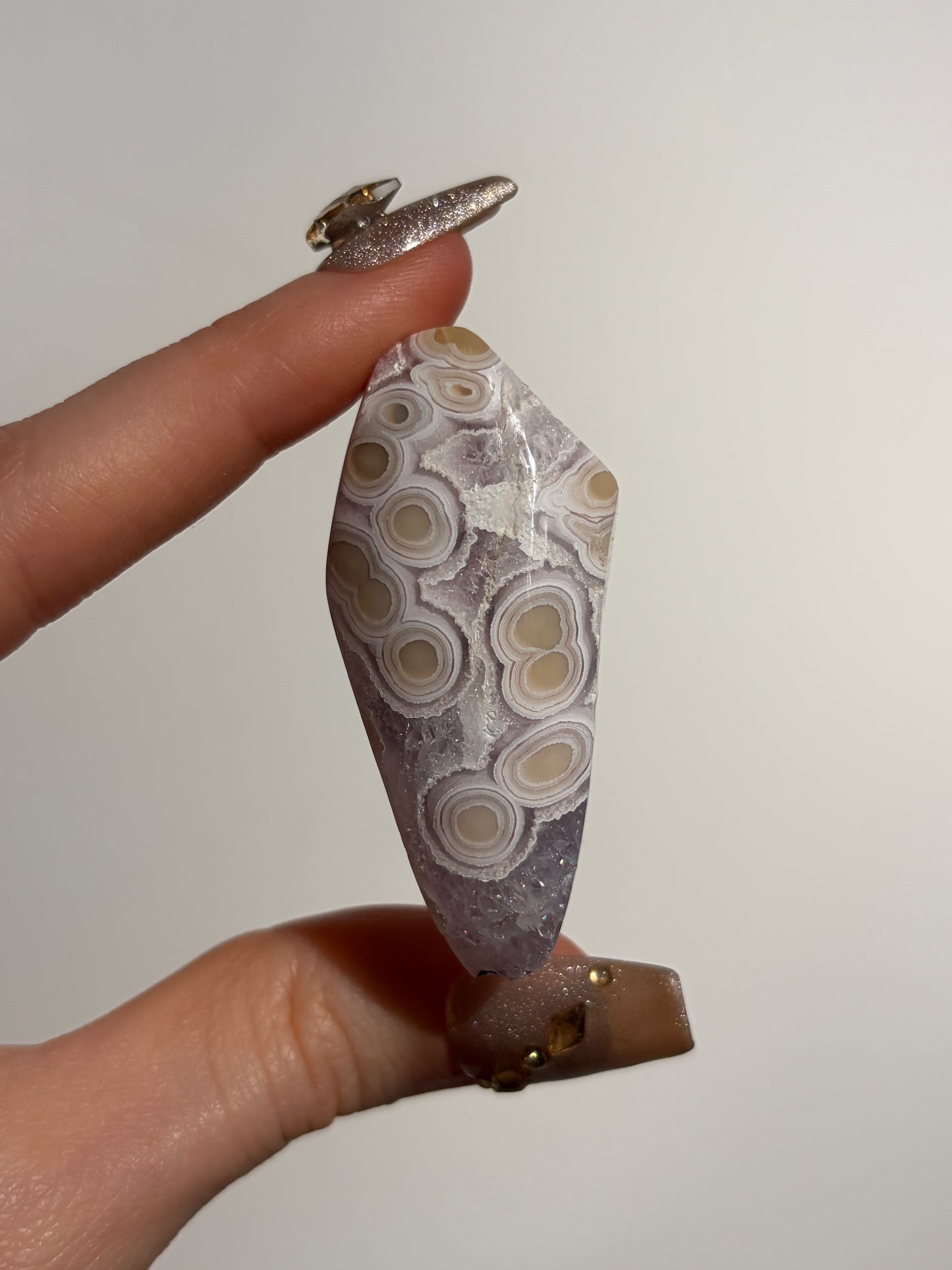 Orbicular Nebula Agate with Amethyst Freeform C