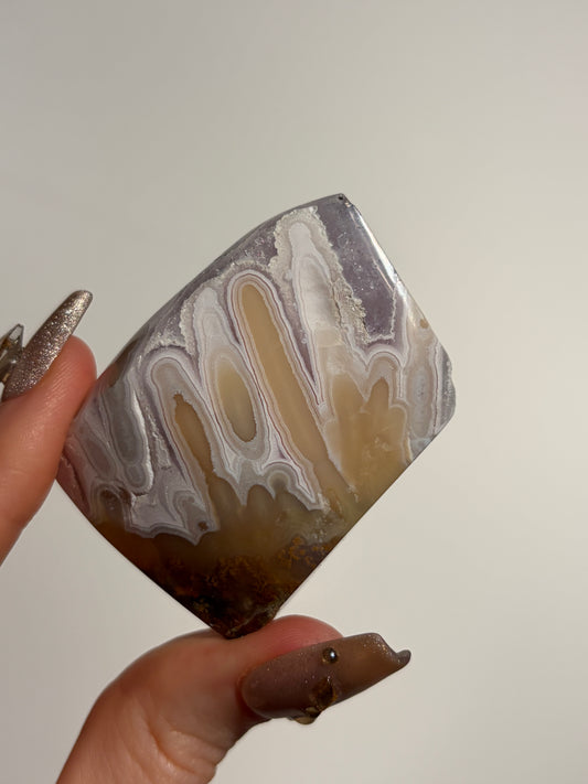 Orbicular Nebula Agate with Amethyst Freeform C